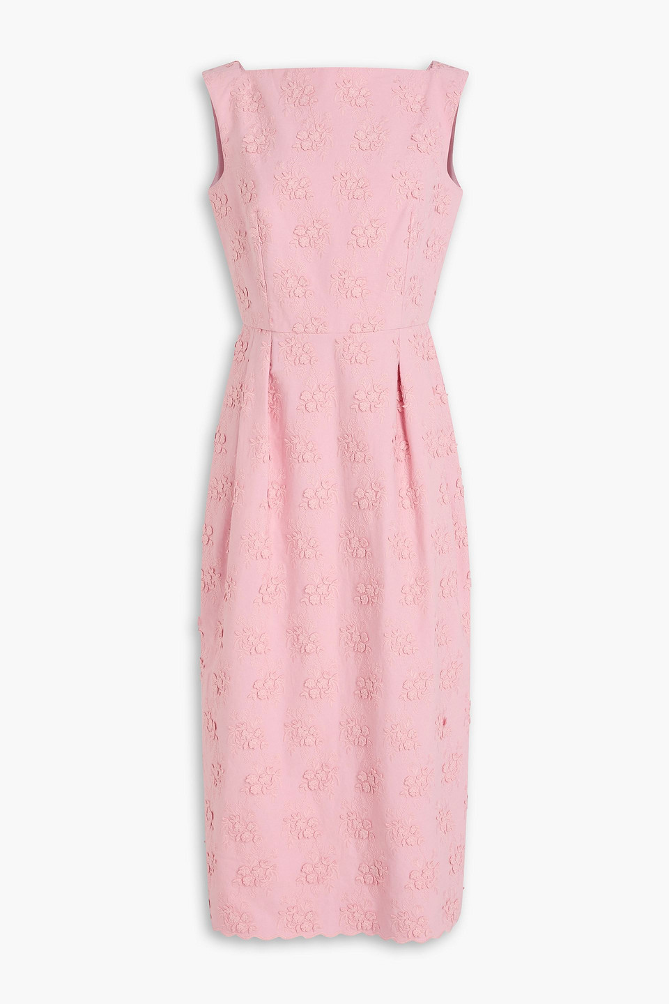 erdem - embroidered woven midi dress - pink - uk 12