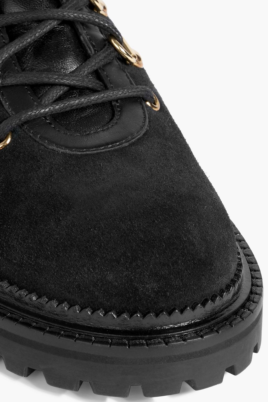 JIMMY CHOO Melia leather-trimmed suede combat boots