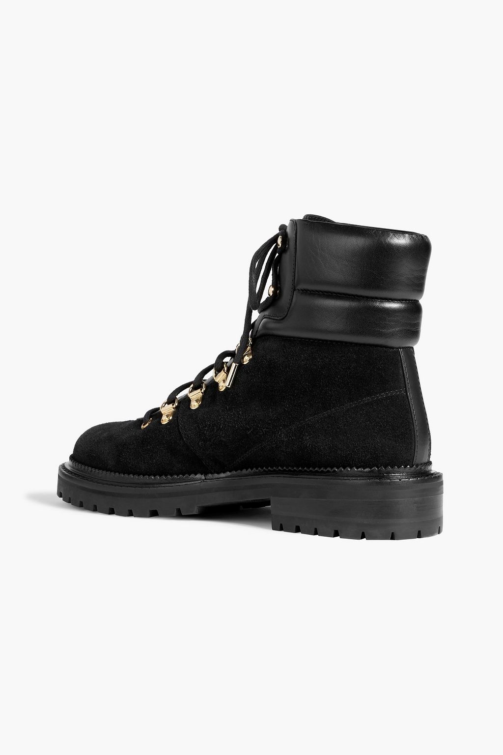 JIMMY CHOO Melia leather-trimmed suede combat boots