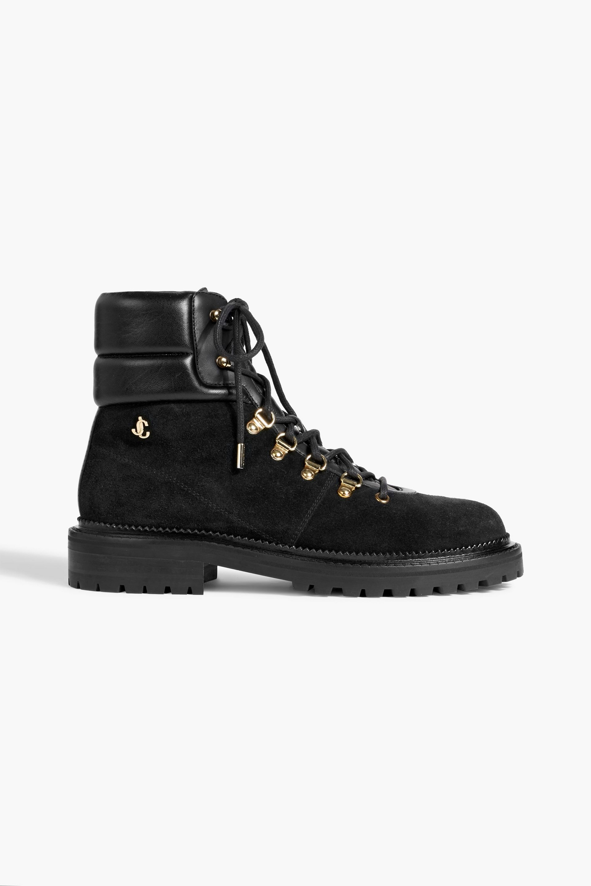 JIMMY CHOO Melia leather-trimmed suede combat boots