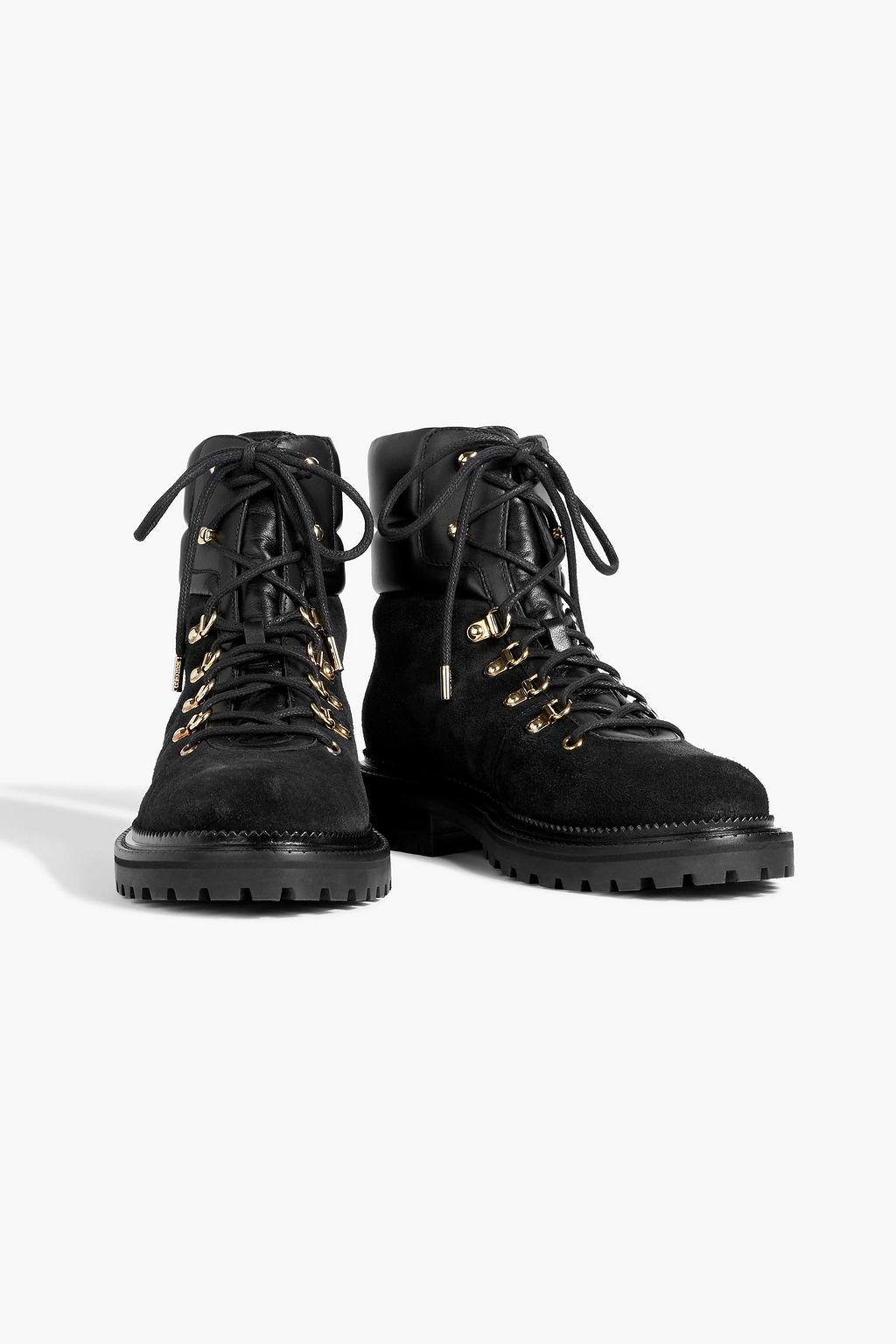 JIMMY CHOO Melia leather-trimmed suede combat boots