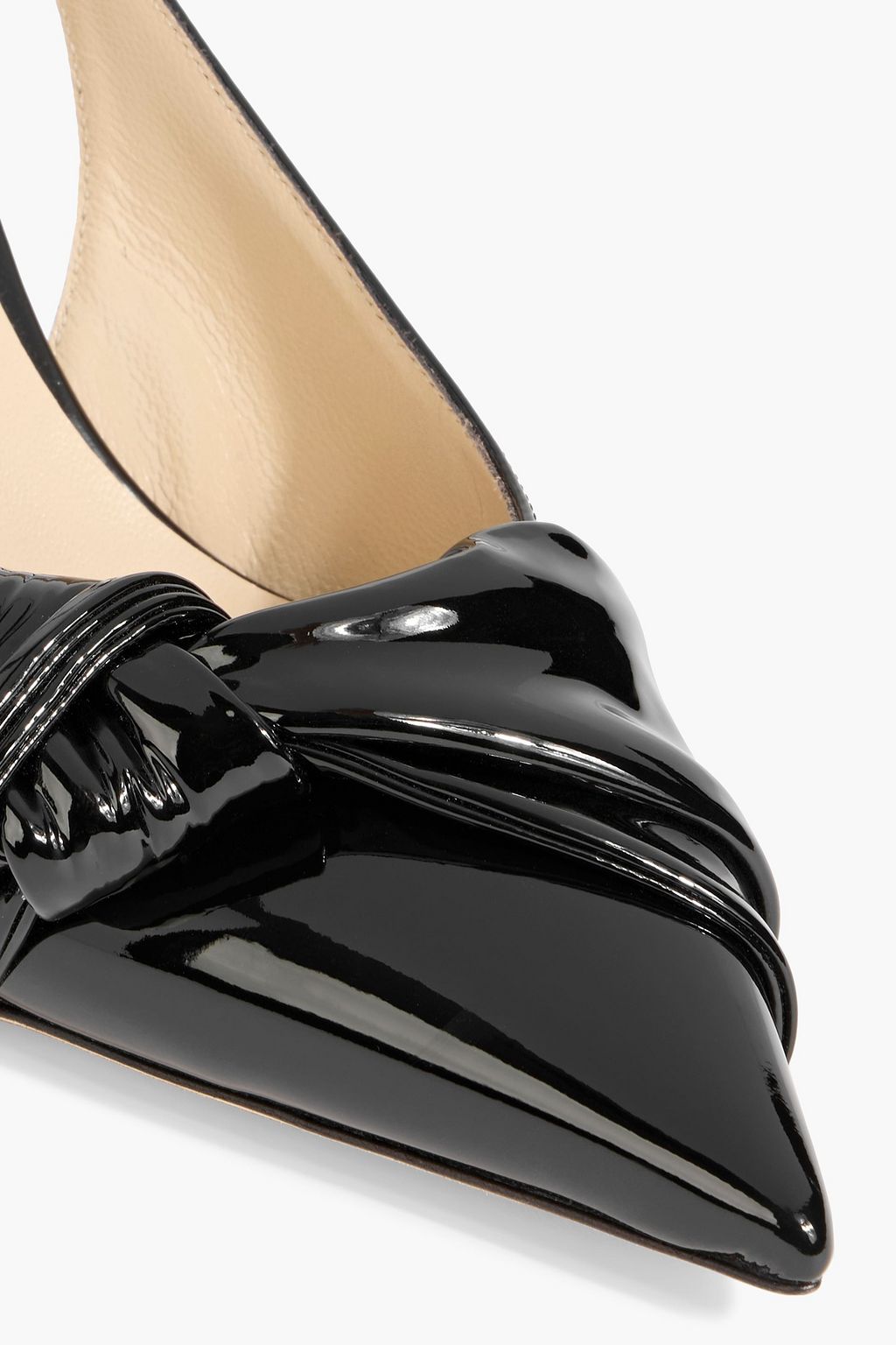 JIMMY CHOO Elinor 65 bow-detailed patent-leather slingback pumps