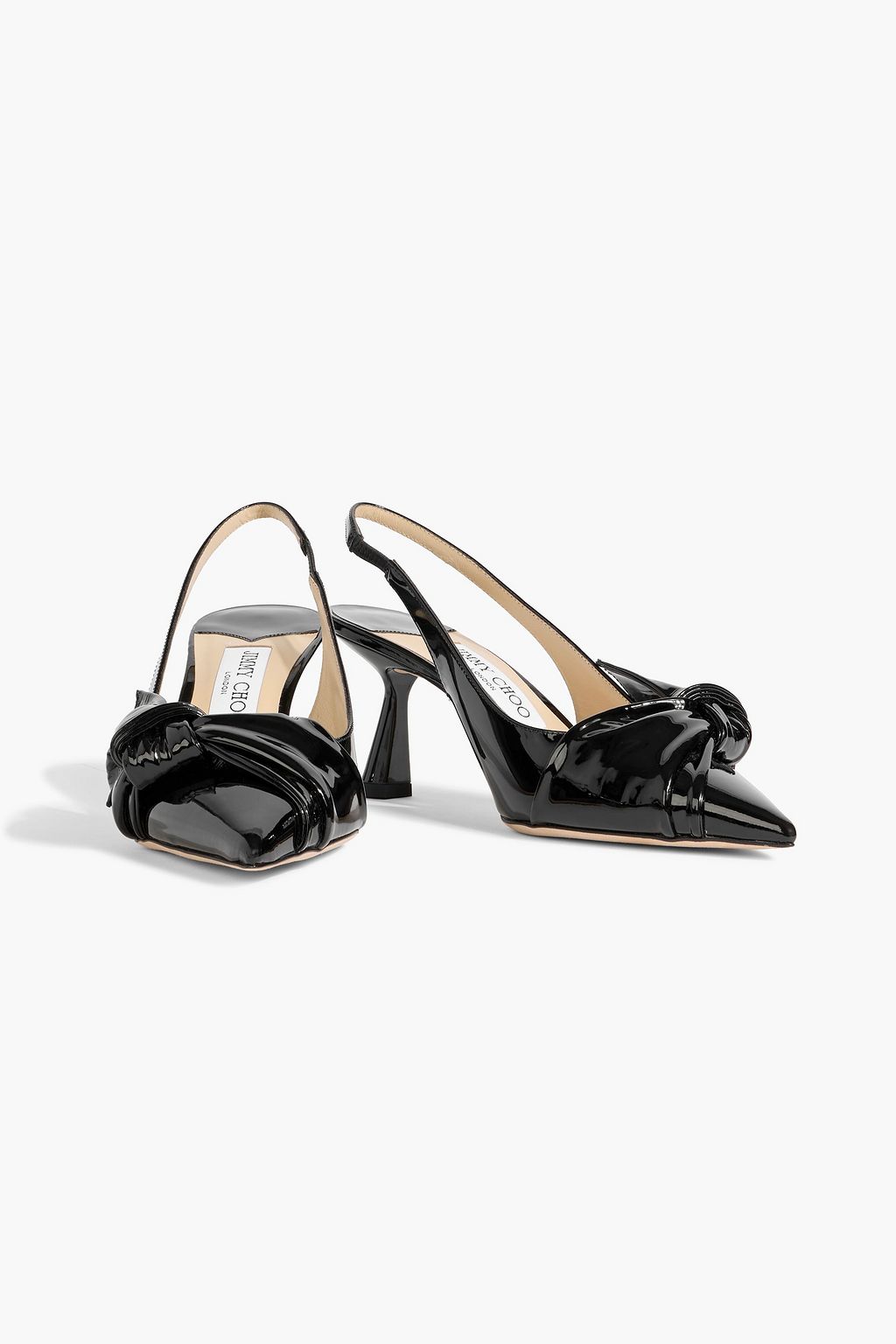 JIMMY CHOO Elinor 65 bow-detailed patent-leather slingback pumps