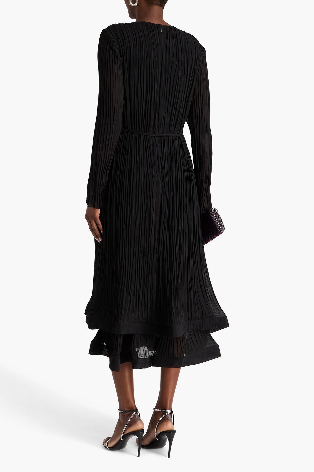 ERDEM فستان متوسط الطول من الجورجيت مزين بكسرات