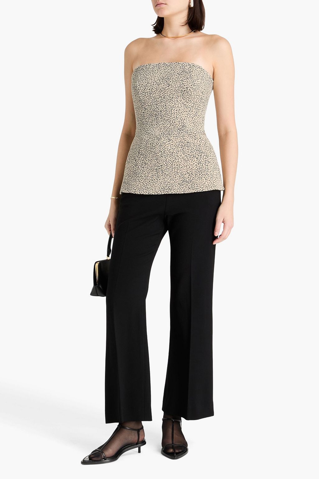 TOVE توب "جريسي" بدون حمالات من التويد المصنوع من مزيج القطن