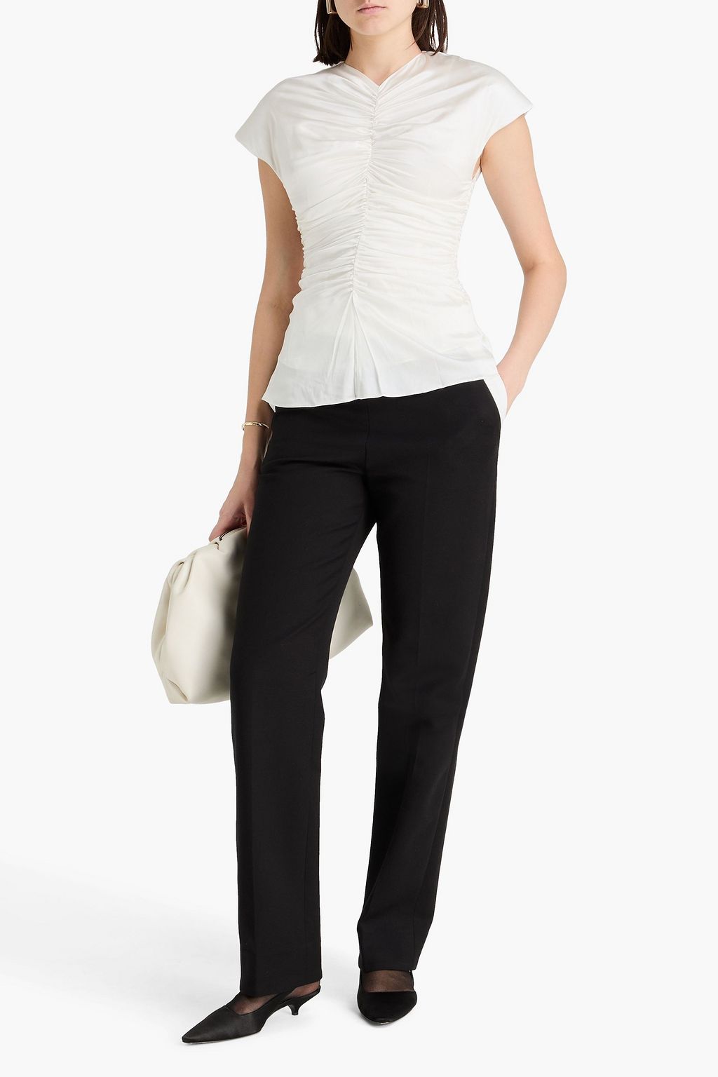 TOVE Ruched silk-satin top