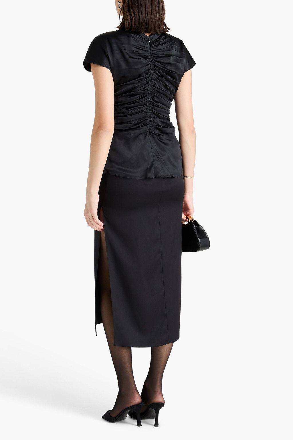 TOVE Ruched silk-satin top