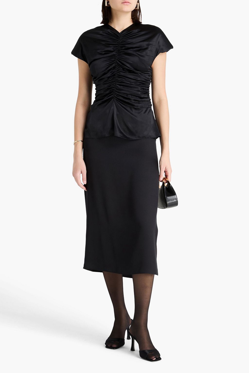 TOVE Ruched silk-satin top