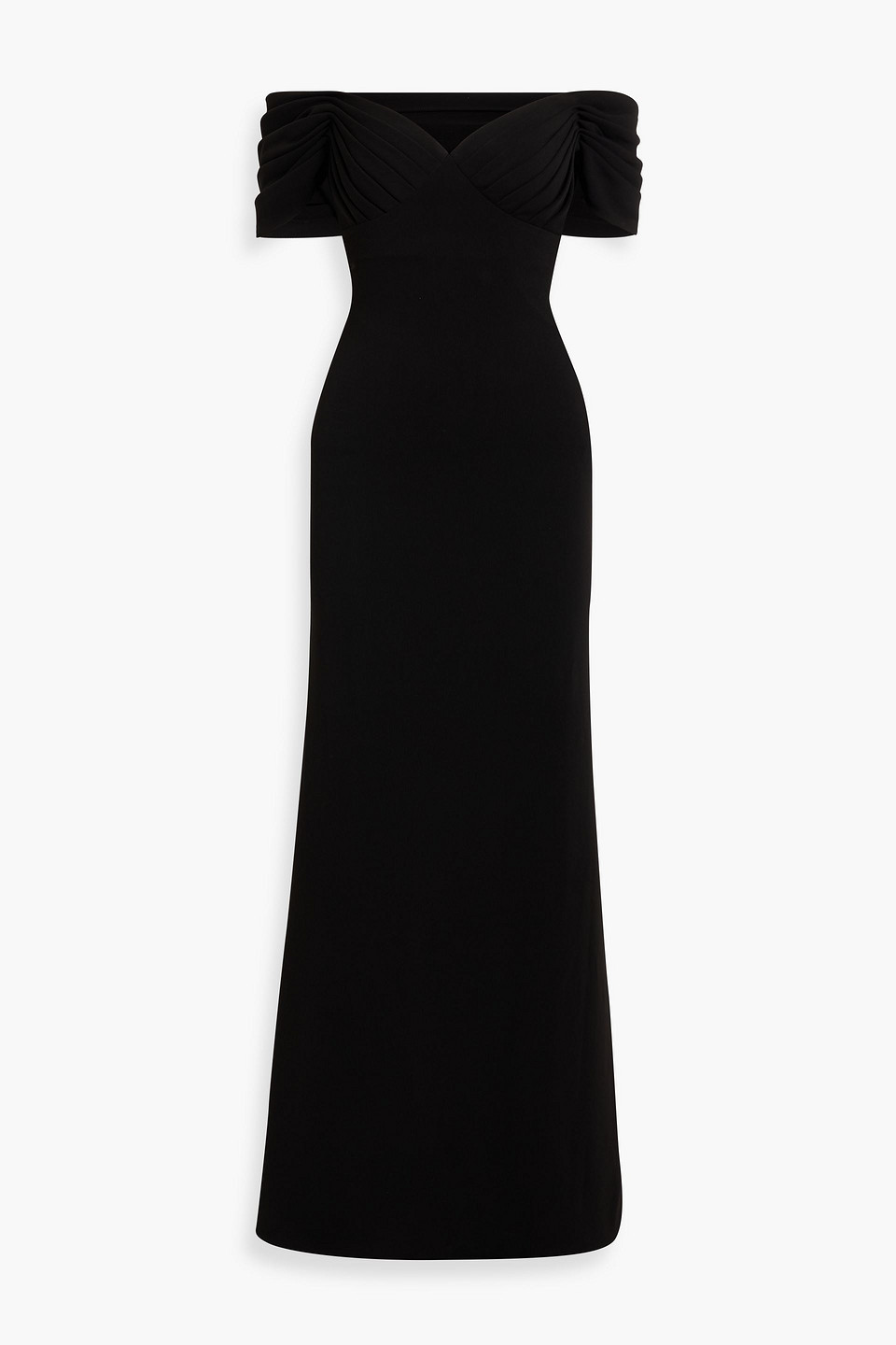 Badgley Mischka Off-the-shoulder Cutout Crepe Gown In Black
