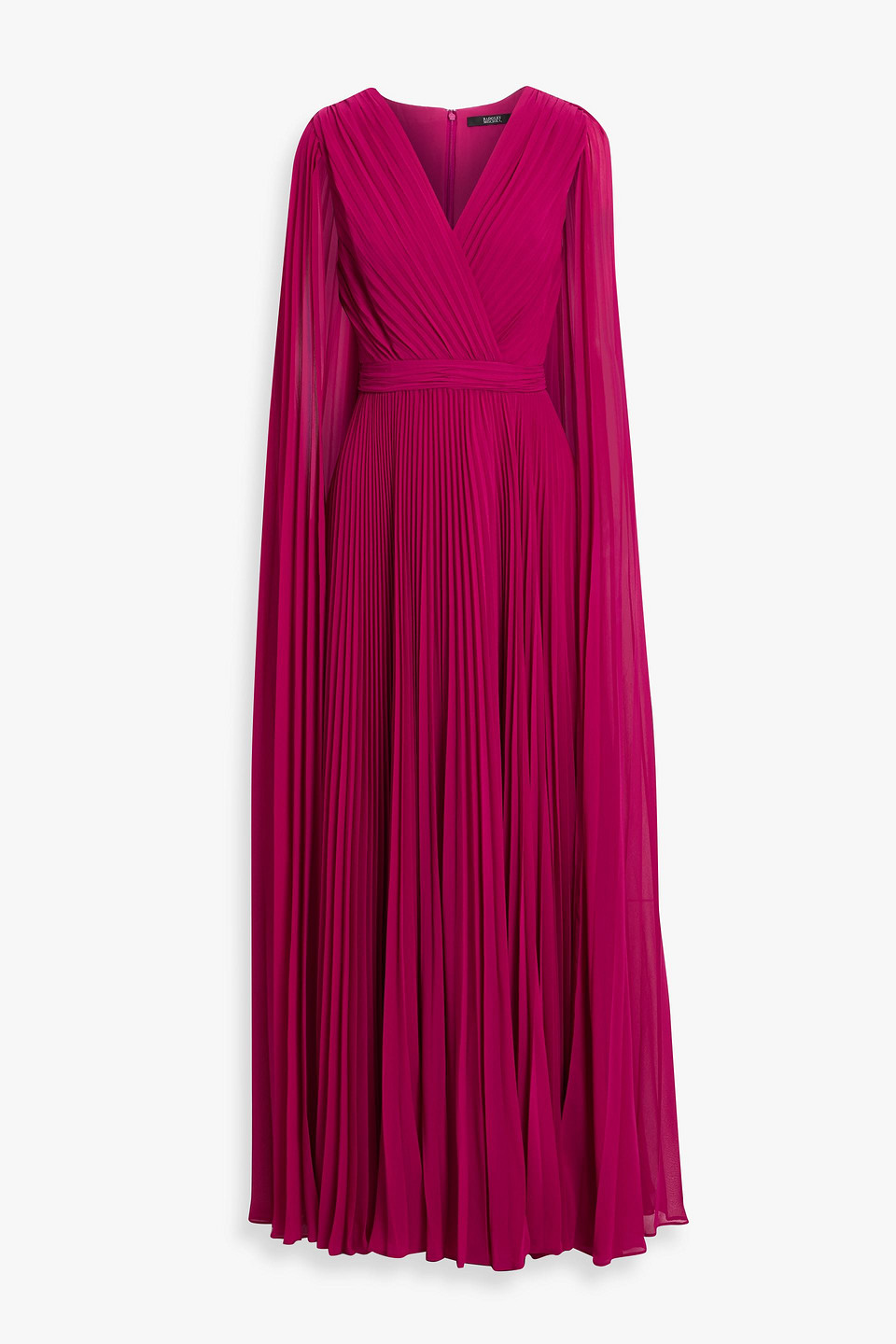 Badgley Mischka Cape-effect Pleated Chiffon Gown In Pink