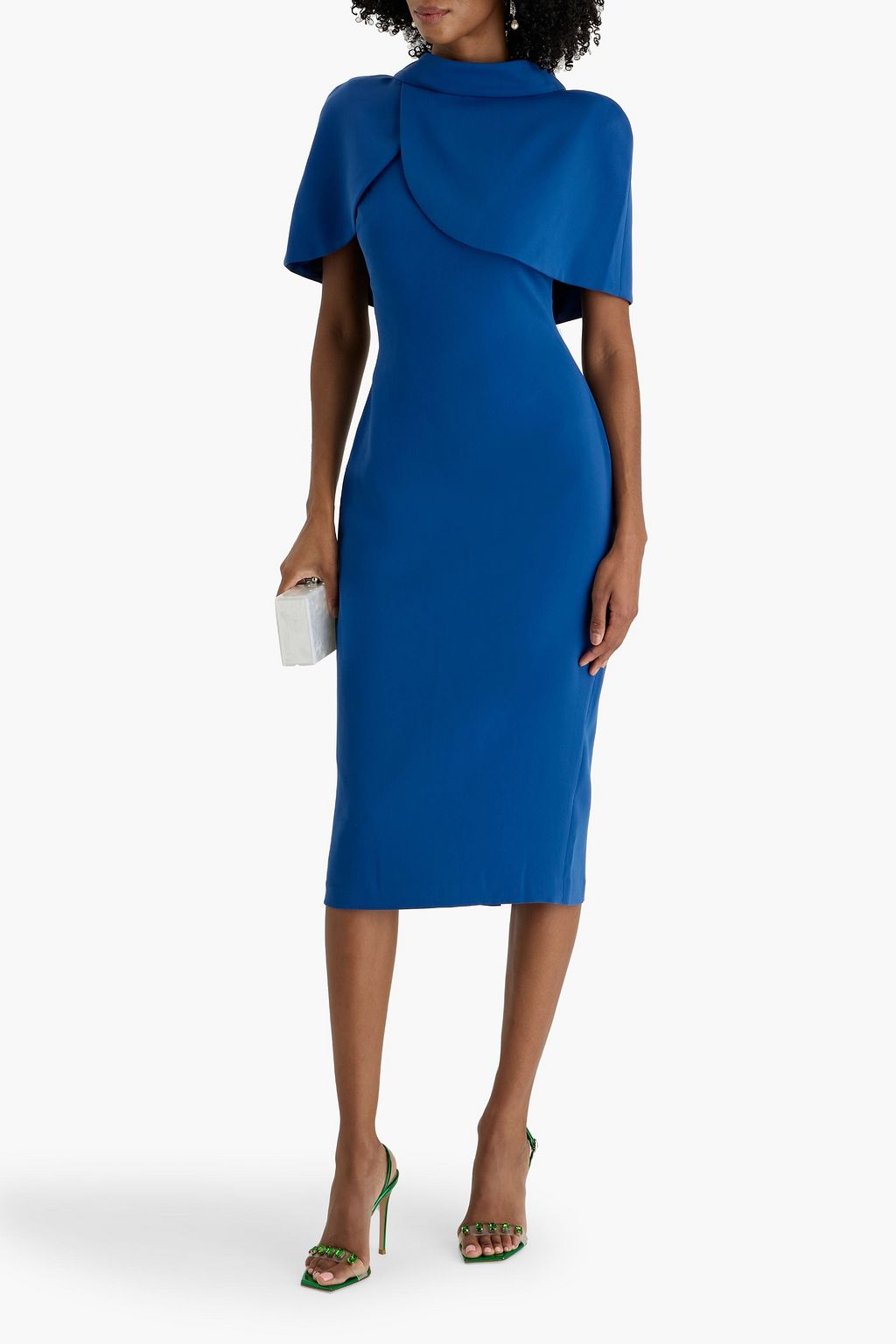 BADGLEY MISCHKA Cape-effect crepe midi dress