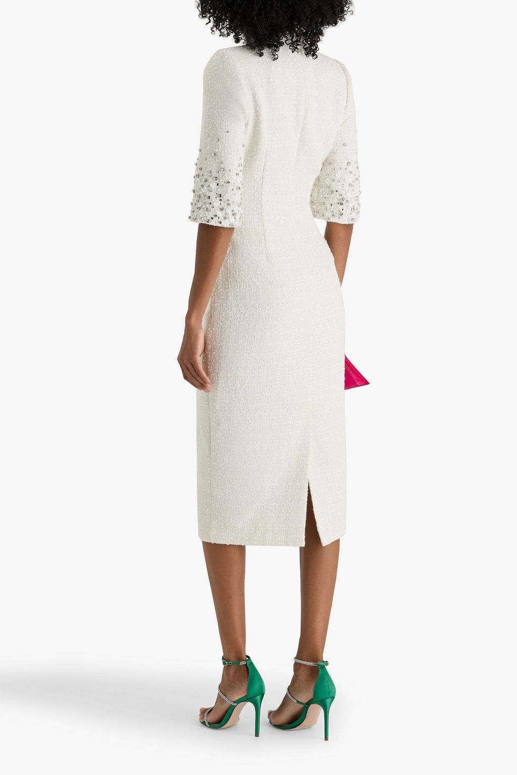 BADGLEY MISCHKA Embellished tweed midi dress