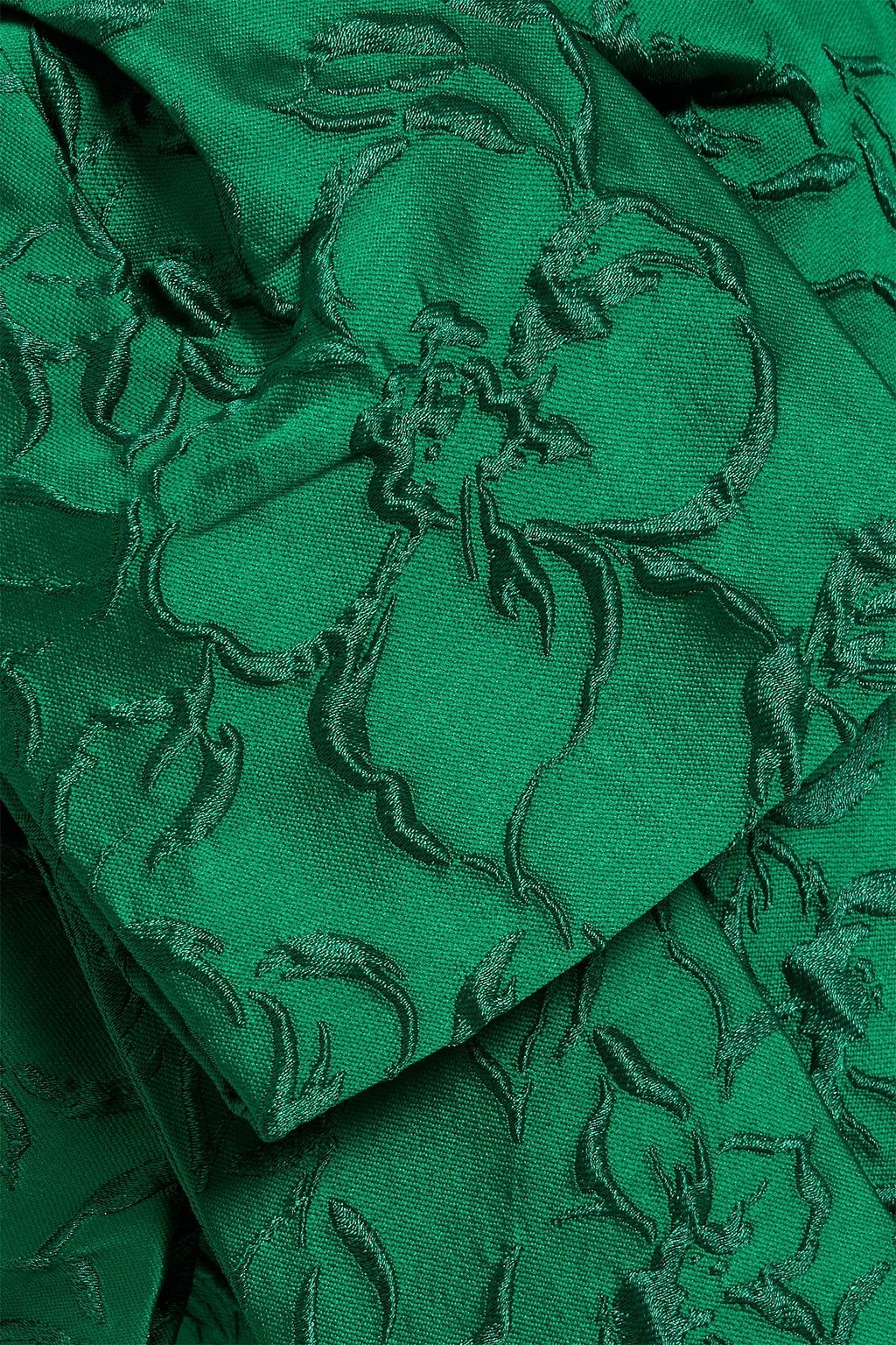 BADGLEY MISCHKA Strapless bow-detailed cloqué midi dress