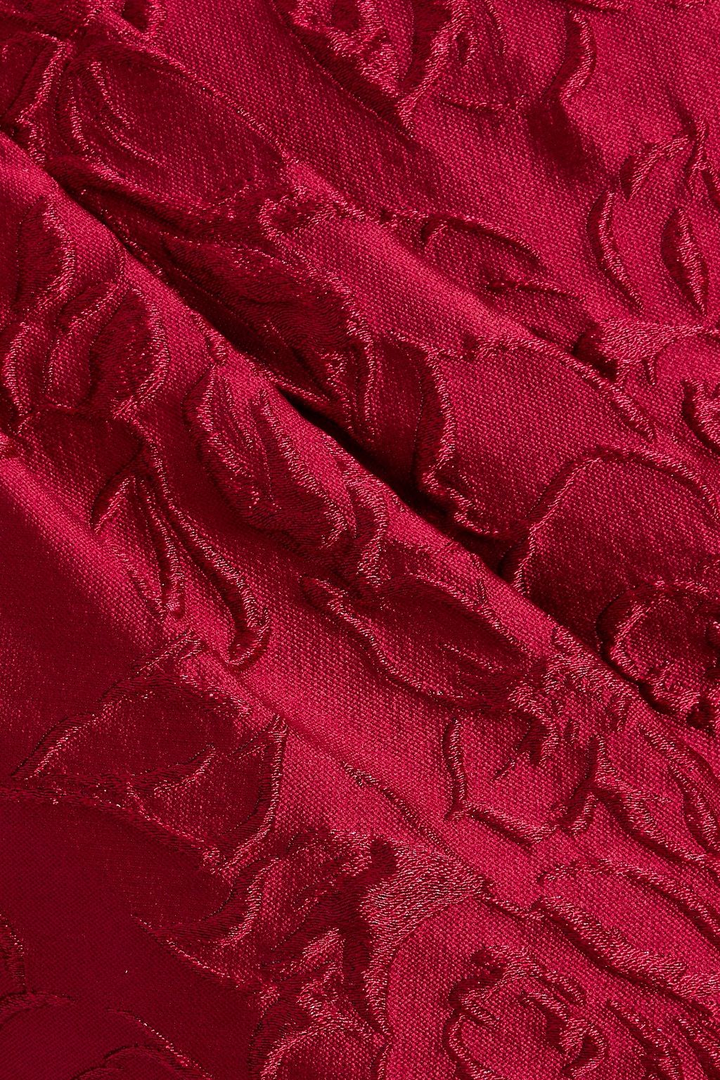 BADGLEY MISCHKA One-shoulder draped cloqué gown