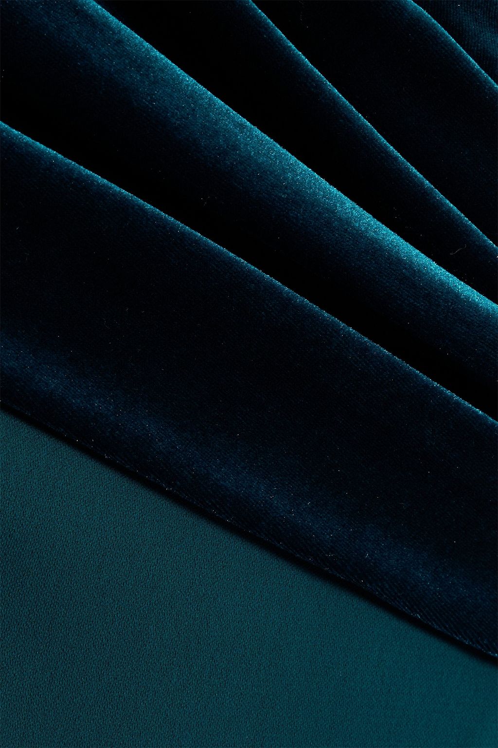 BADGLEY MISCHKA Draped velvet and crepe gown