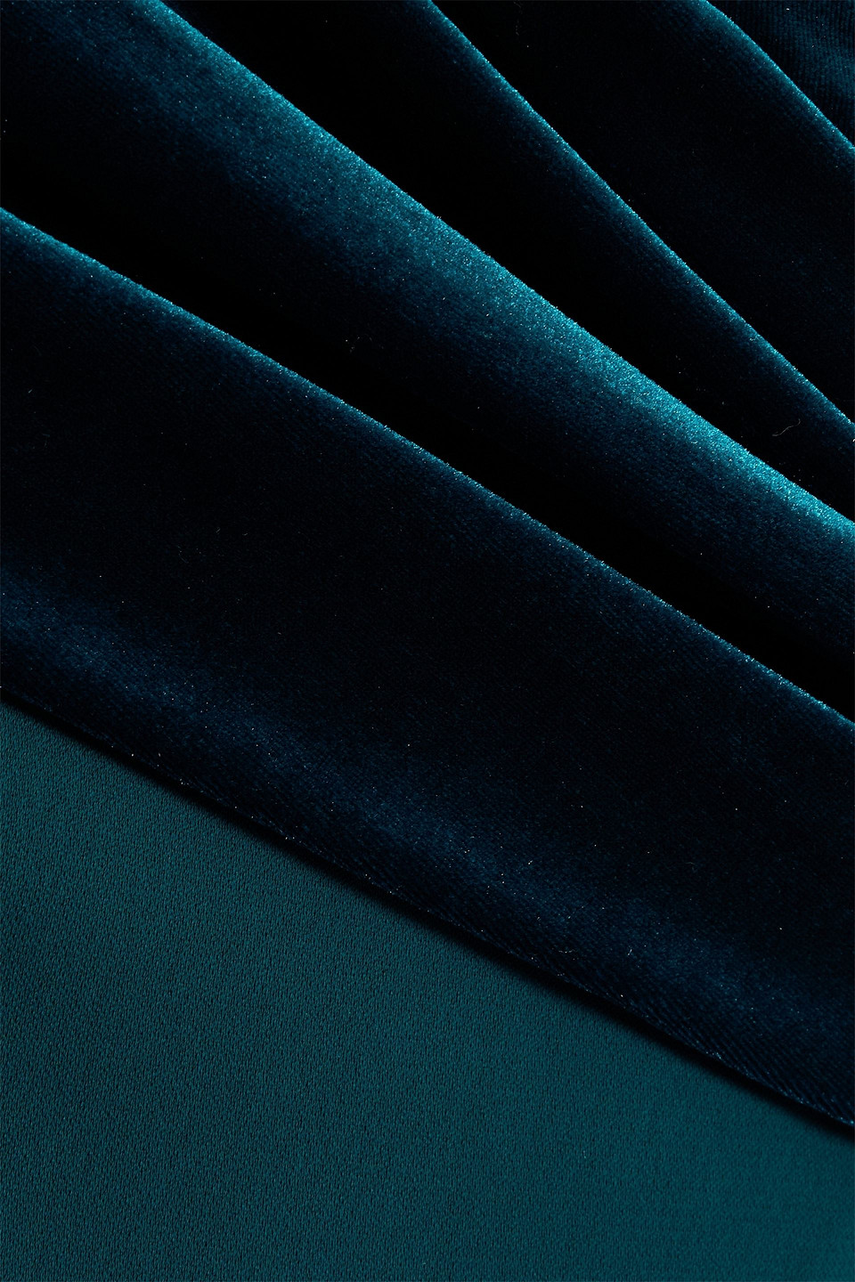 Badgley Mischka Draped Velvet And Crepe Gown In Blue