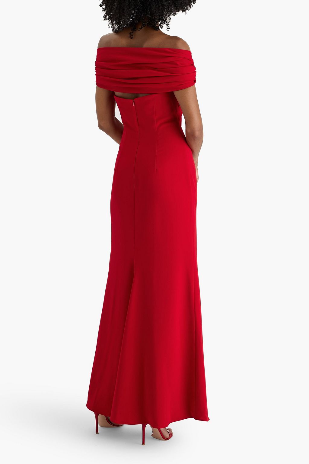 BADGLEY MISCHKA Off-the-shoulder cutout crepe gown