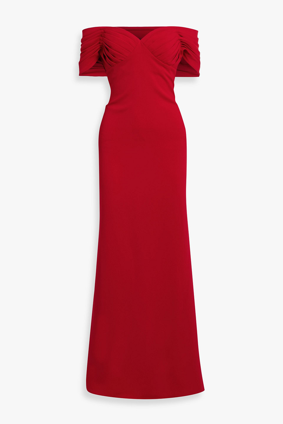 Badgley Mischka Off-the-shoulder Cutout Crepe Gown In Red
