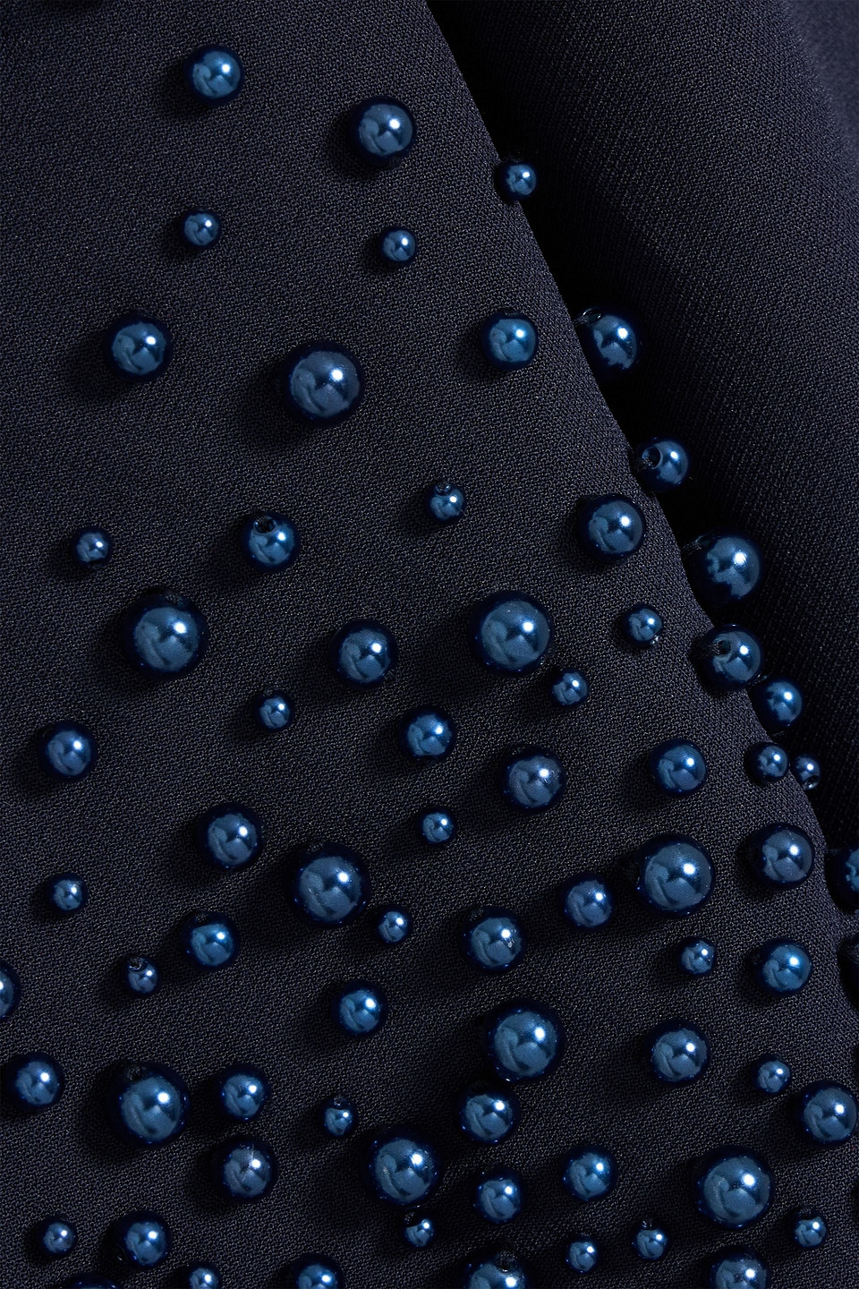 Badgley Mischka Bead-embellished Crepe Gown In Blue