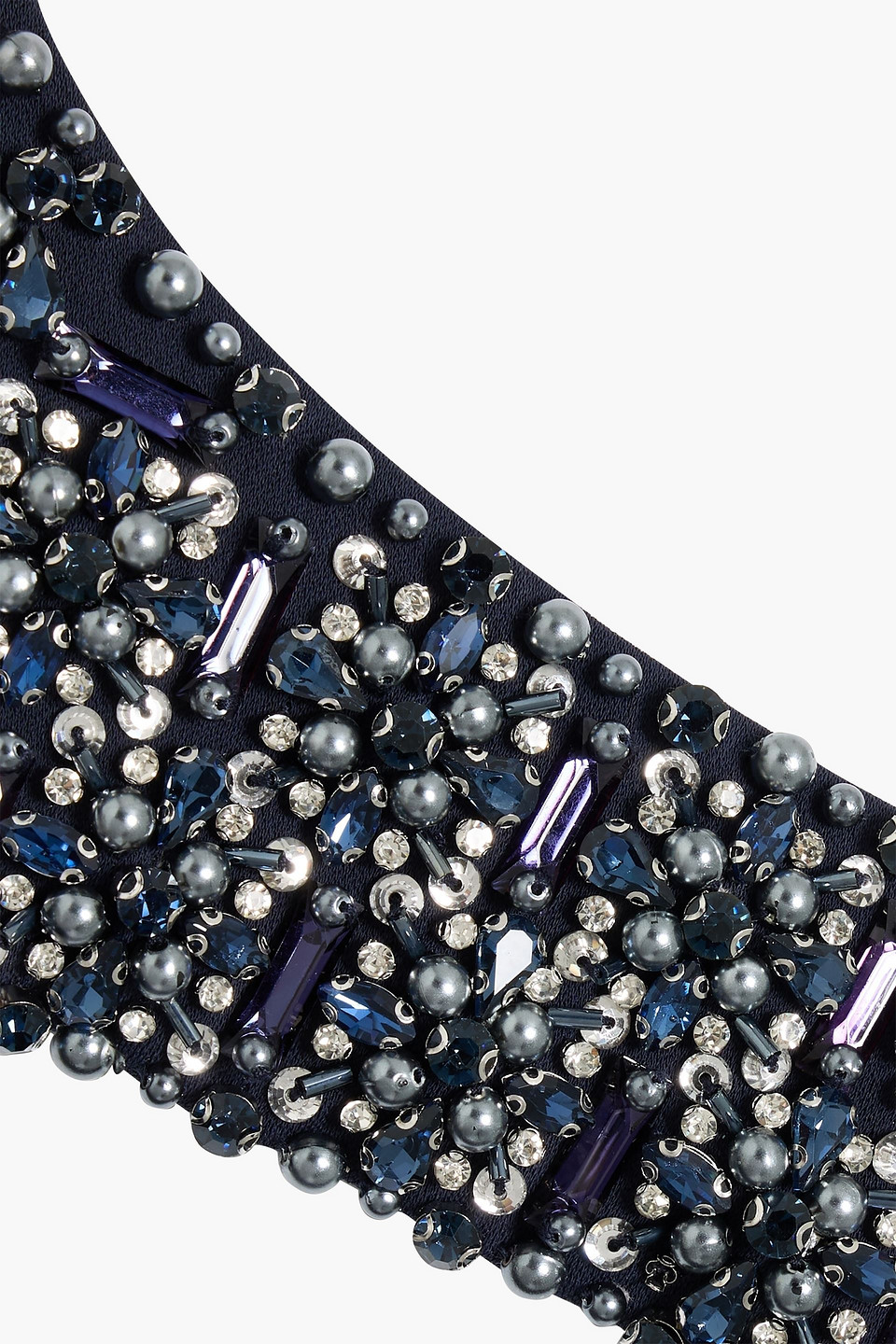 Badgley Mischka Cutout Embellished Crepe Gown In Blue