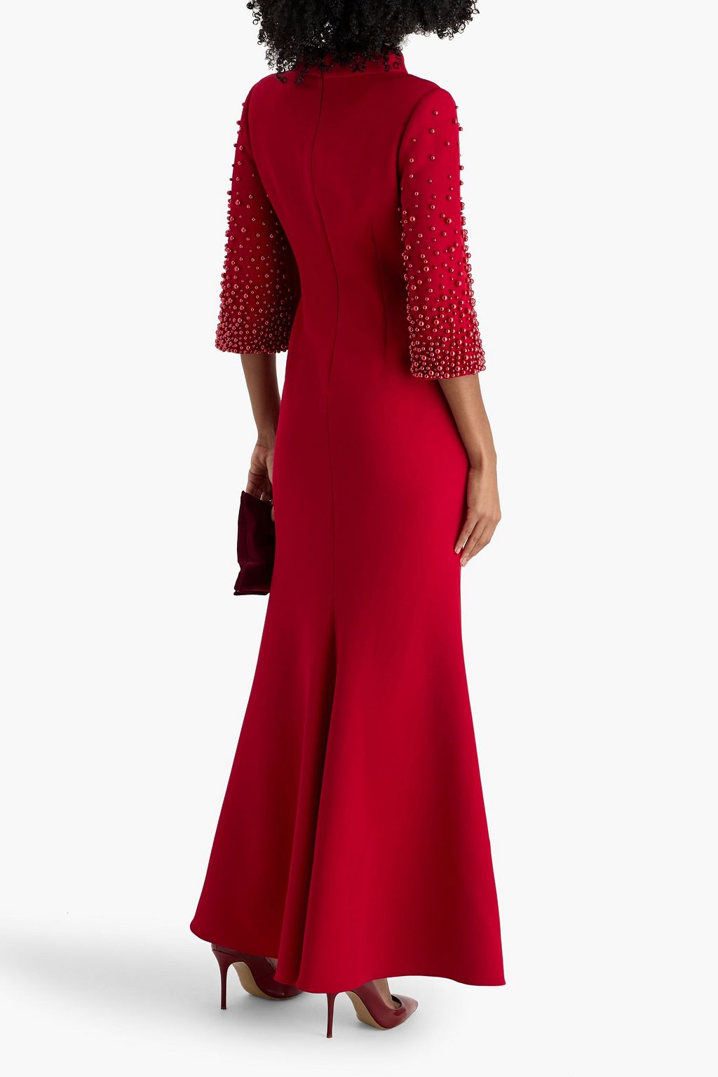 BADGLEY MISCHKA Bead-embellished crepe gown