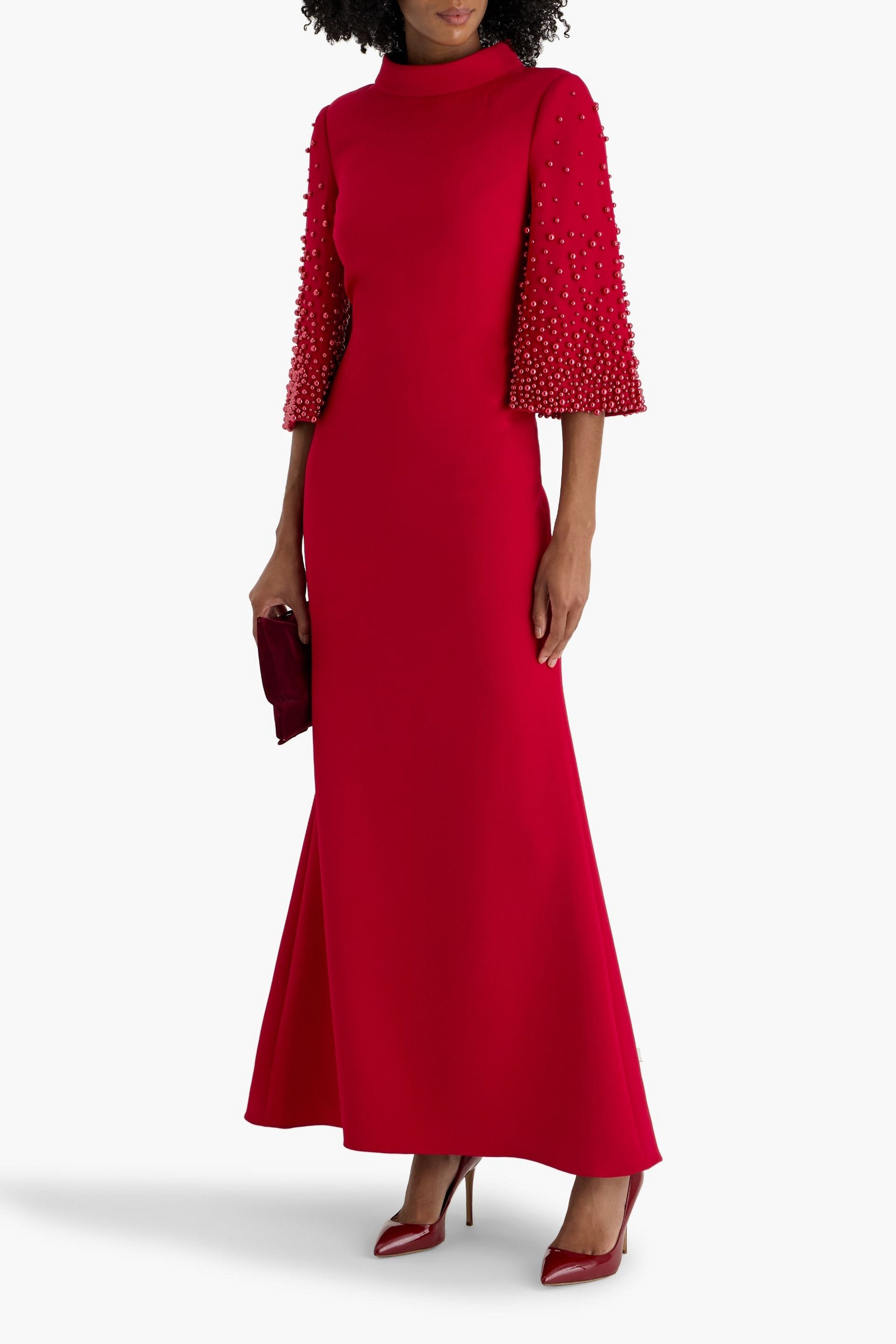 Badgley Mischka Bead-embellished crepe gown