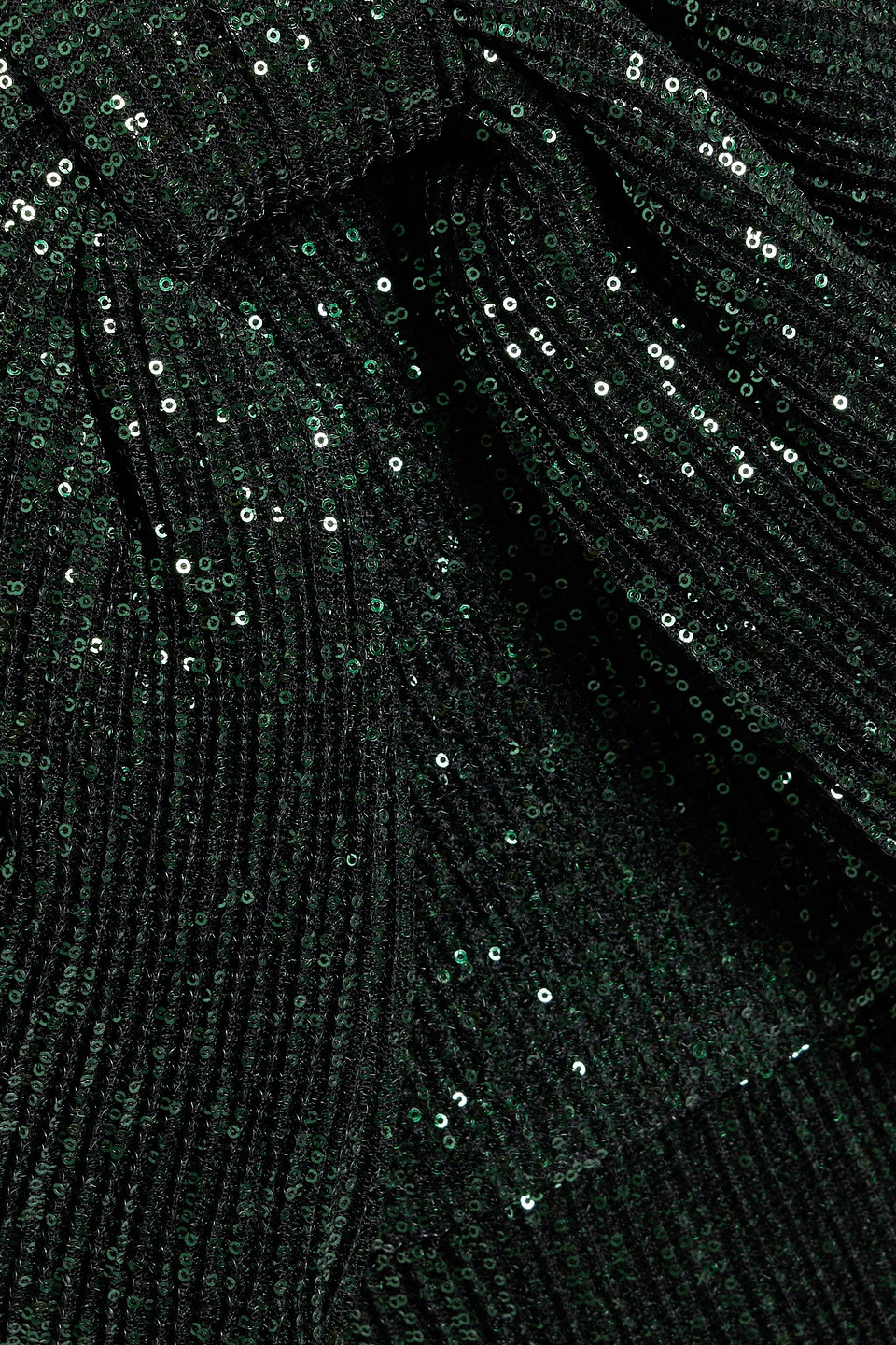 Badgley Mischka Strapless Bow-front Sequin Gown In Green