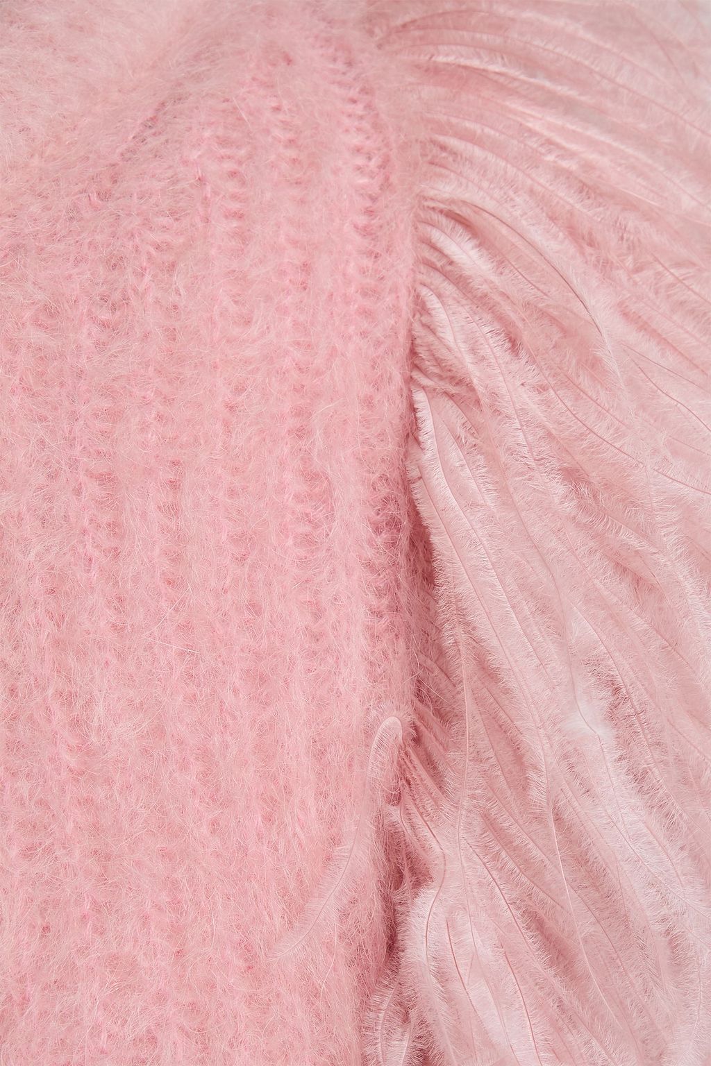 ERDEM Cropped feather-embellished ribbed mohair-blend cardigan