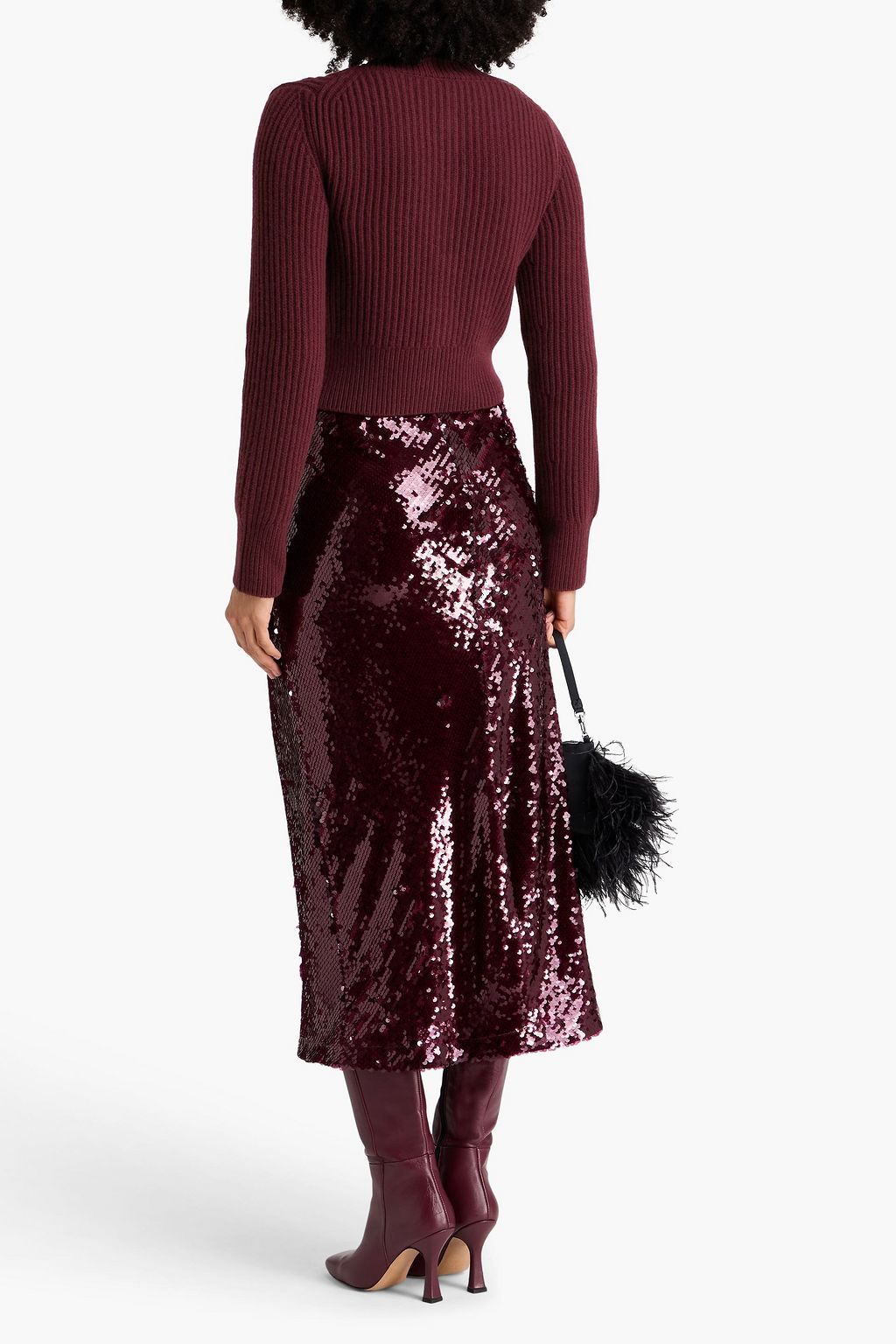 ERDEM Cropped ribbed wool and cashmere-blend cardigan