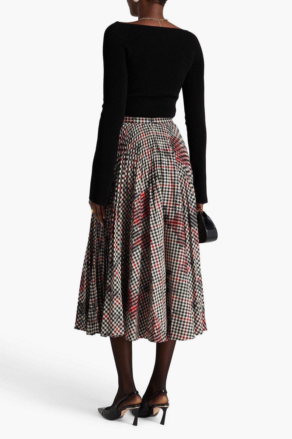  Erdem - Printed Tweed Midi Skirt - Schwarz - Uk 12 