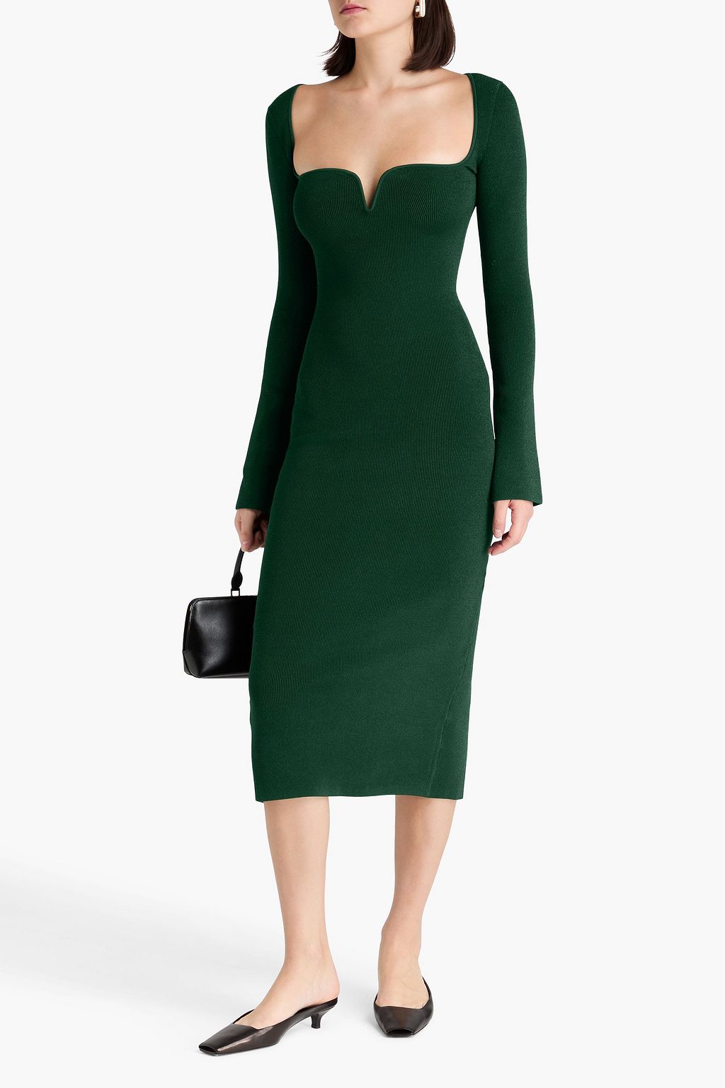 GALVAN  LONDON Ribbed-knit midi dress