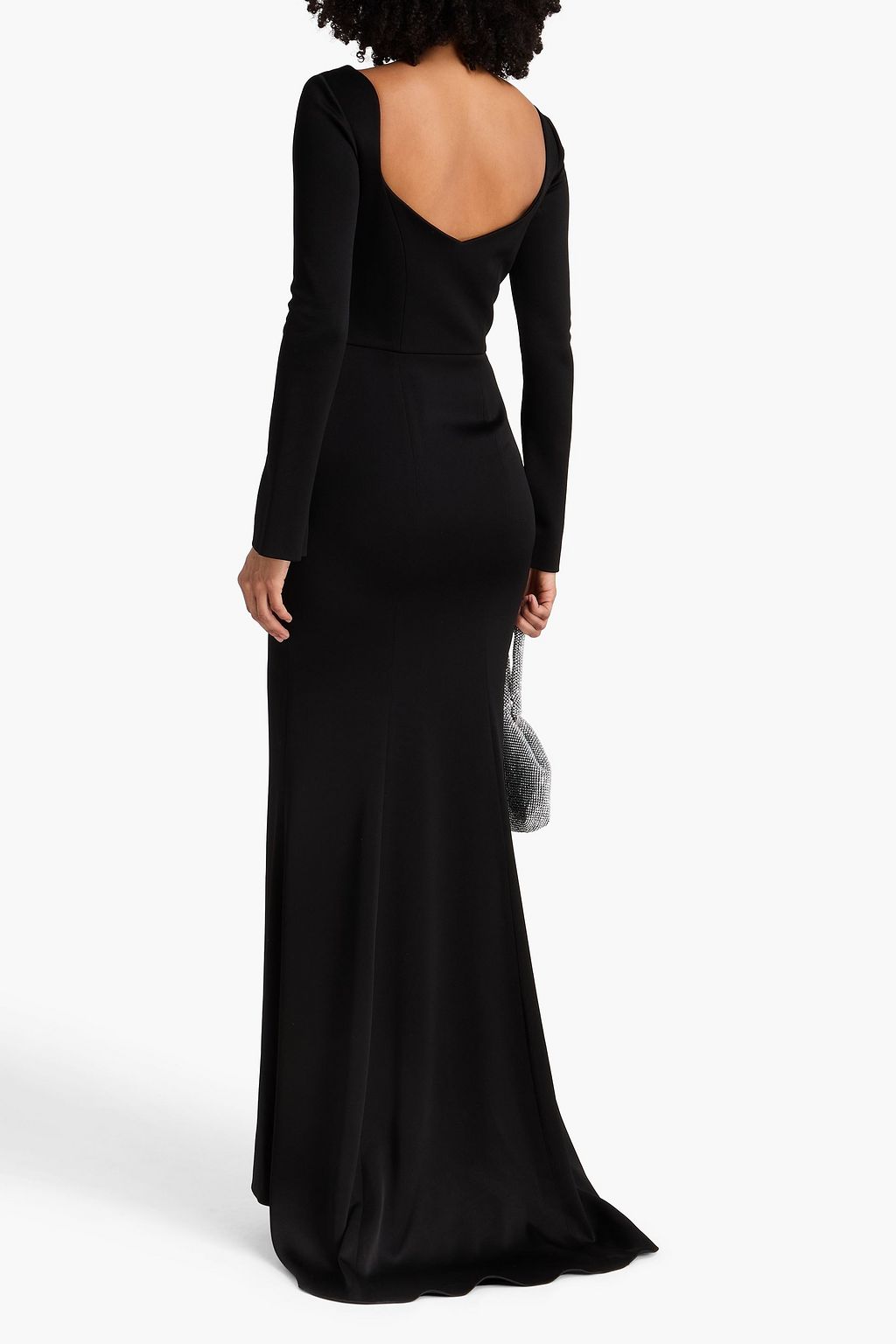 GALVAN  LONDON Arch stretch knit-paneled satin-crepe gown