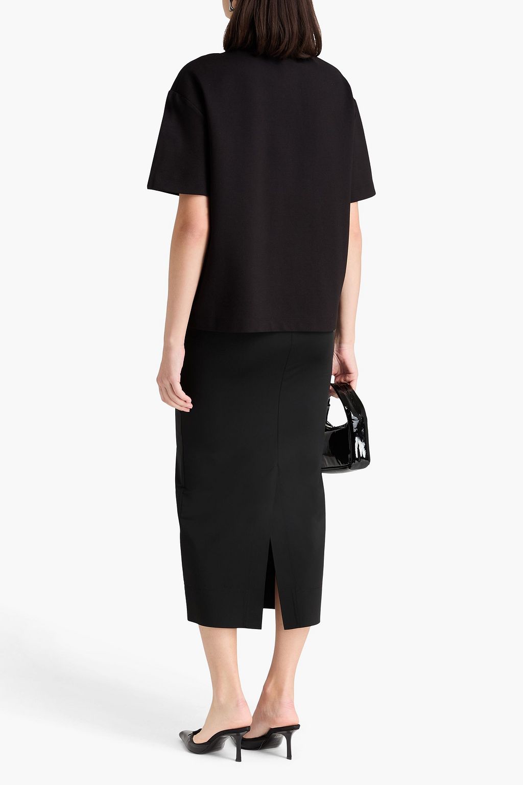 AREA Cutout crystal-embellished jersey t-shirt