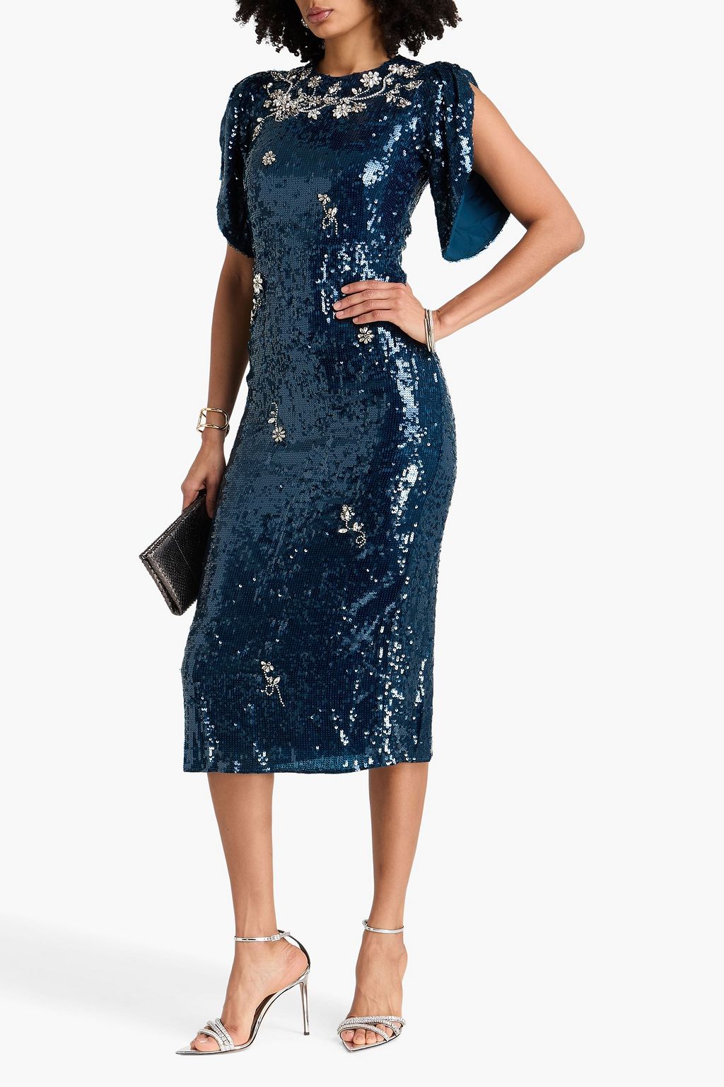 ERDEM Embellished georgette midi dress