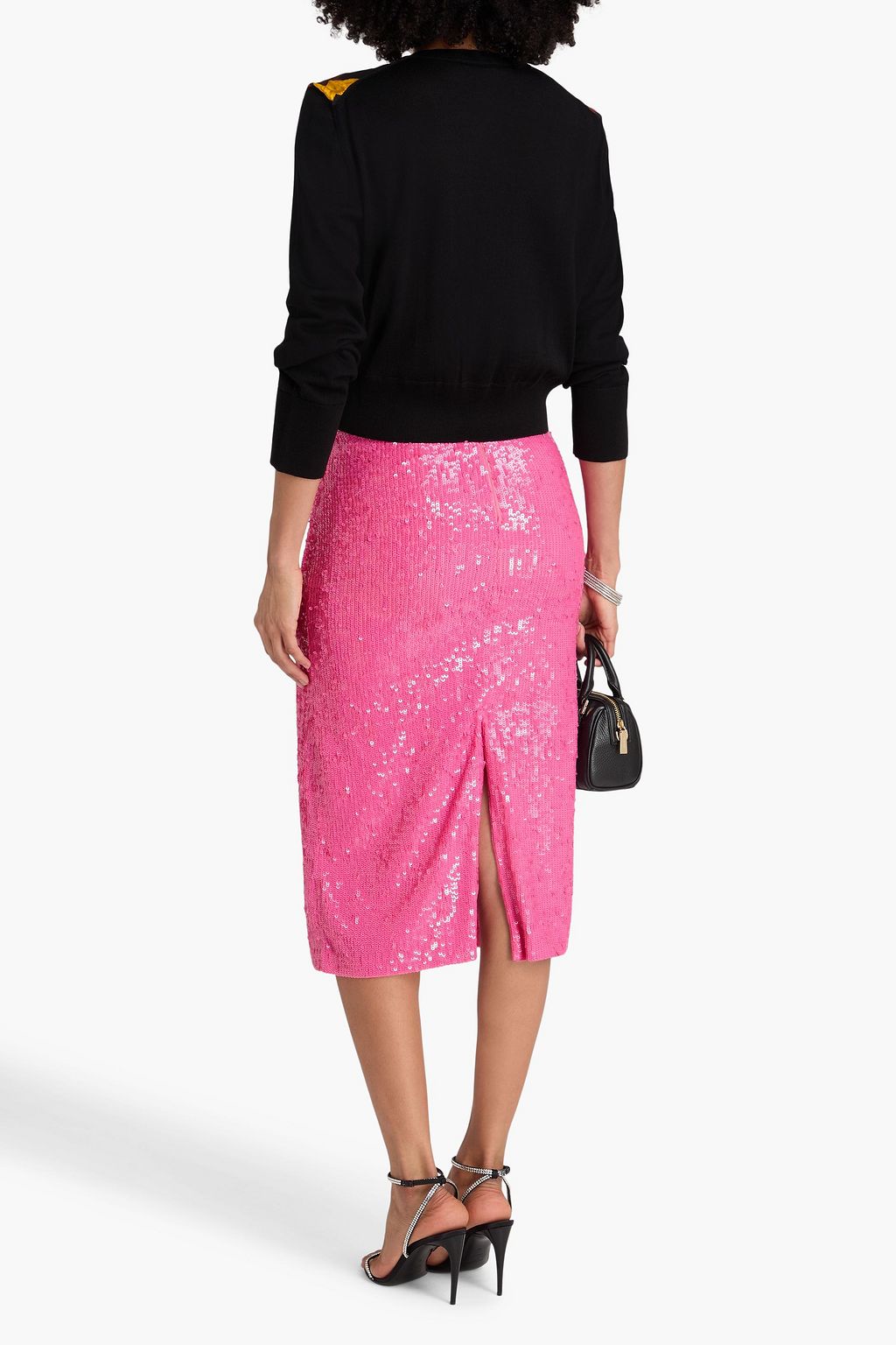 ERDEM Floral-print silk crepe de chine-paneled wool cardigan