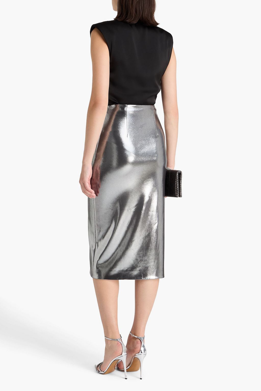 GALVAN  LONDON Galvanized twisted metallic jersey skirt