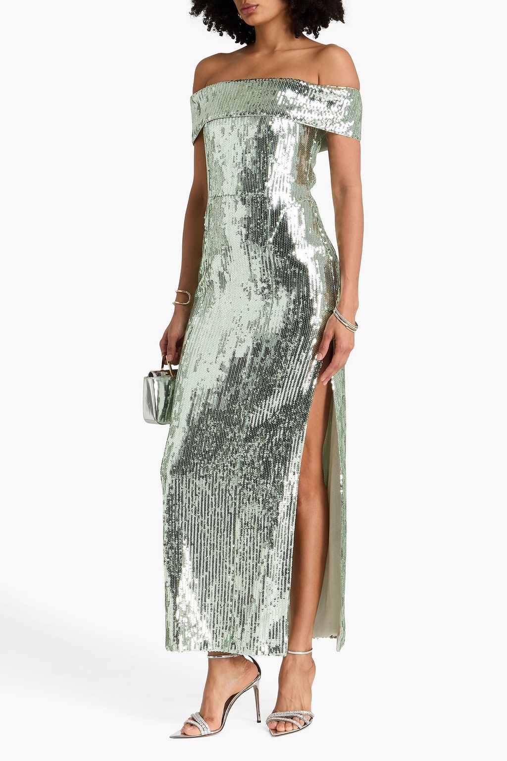 GALVAN  LONDON Glencoe off-the-shoulder sequined tulle gown