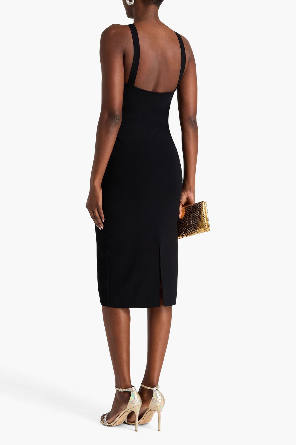 GALVAN  LONDON Midikleid „Venus“ aus Rippstrick mit Cut-outs