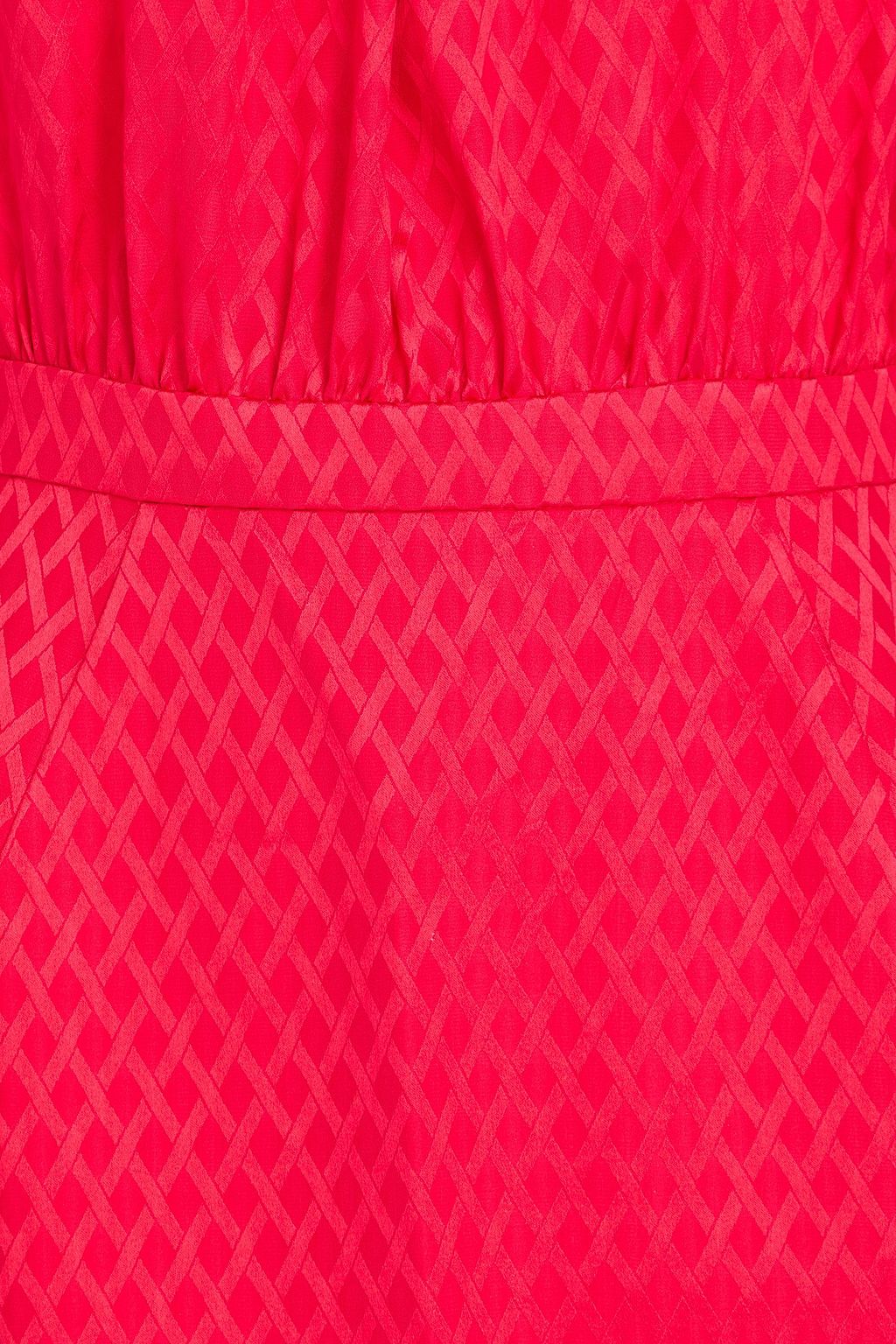 SALONI シルクサテンジャカード ミディワンピース オフショルダー