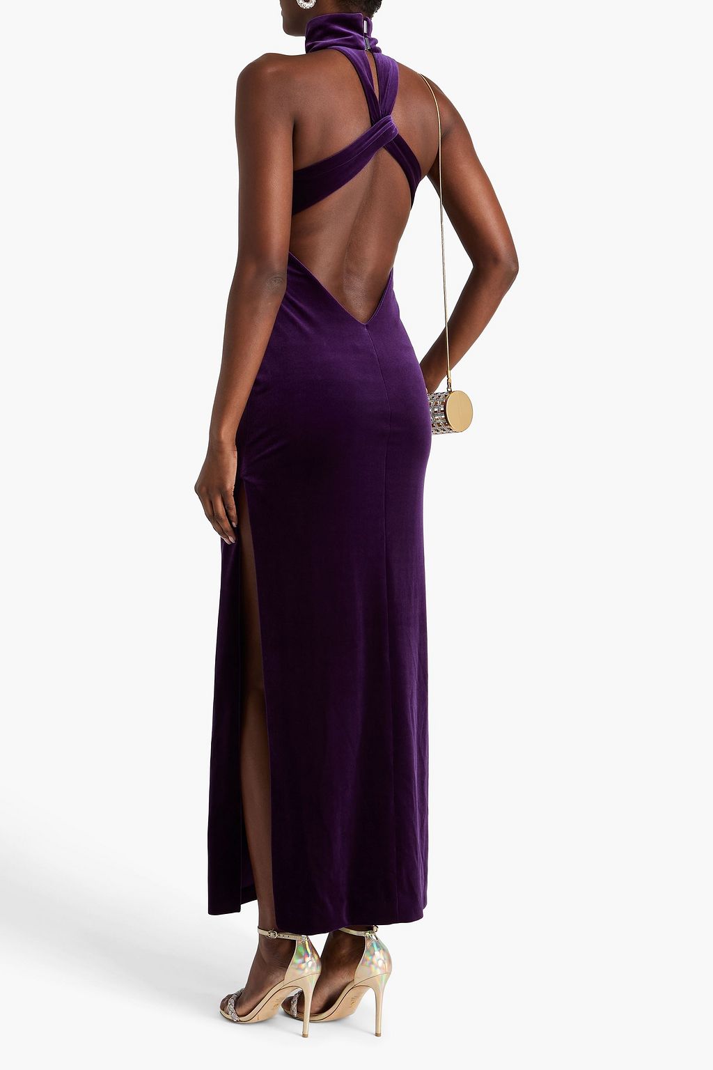 GALVAN  LONDON Cleveland cutout velvet halterneck maxi dress