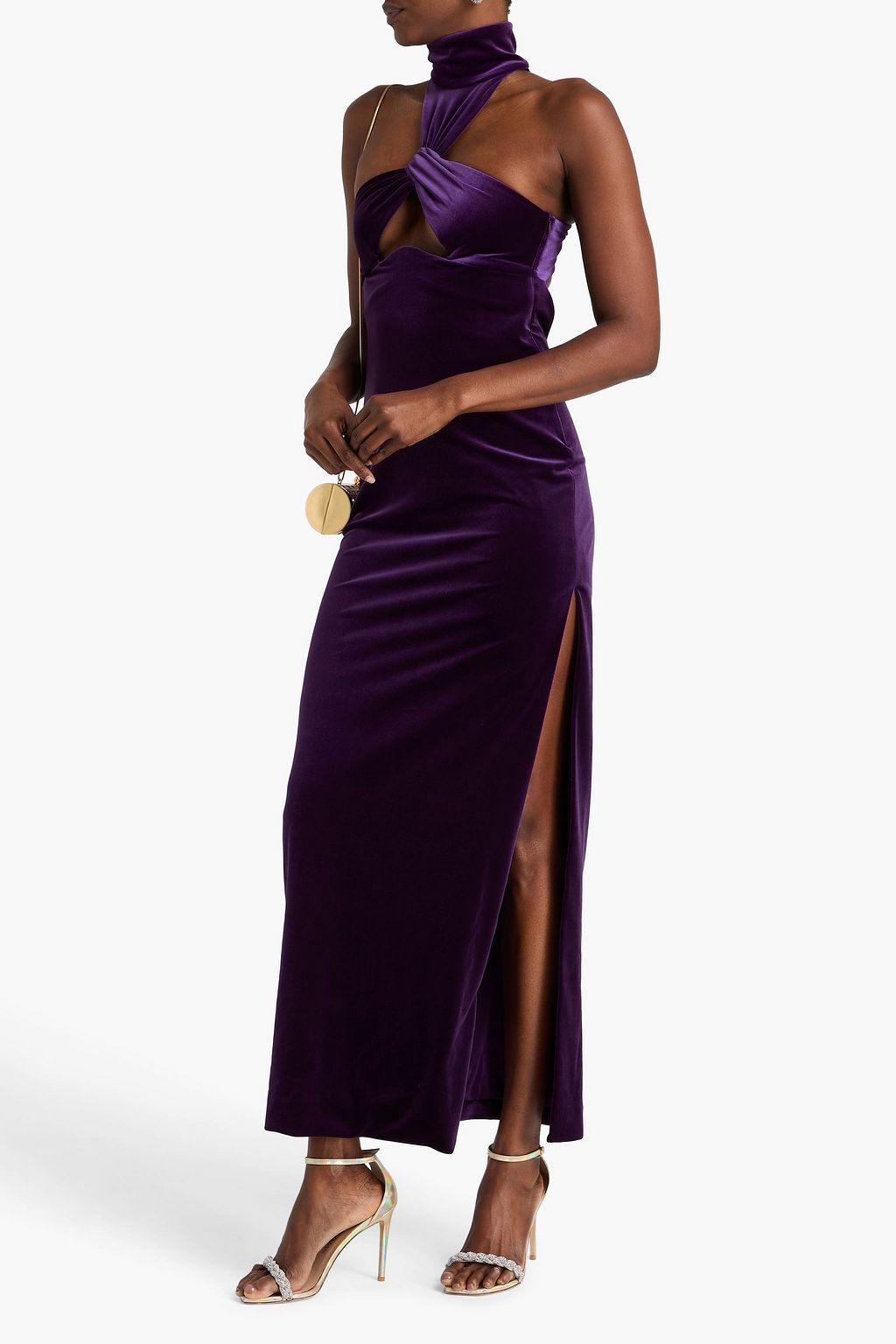 GALVAN  LONDON Cleveland cutout velvet halterneck maxi dress