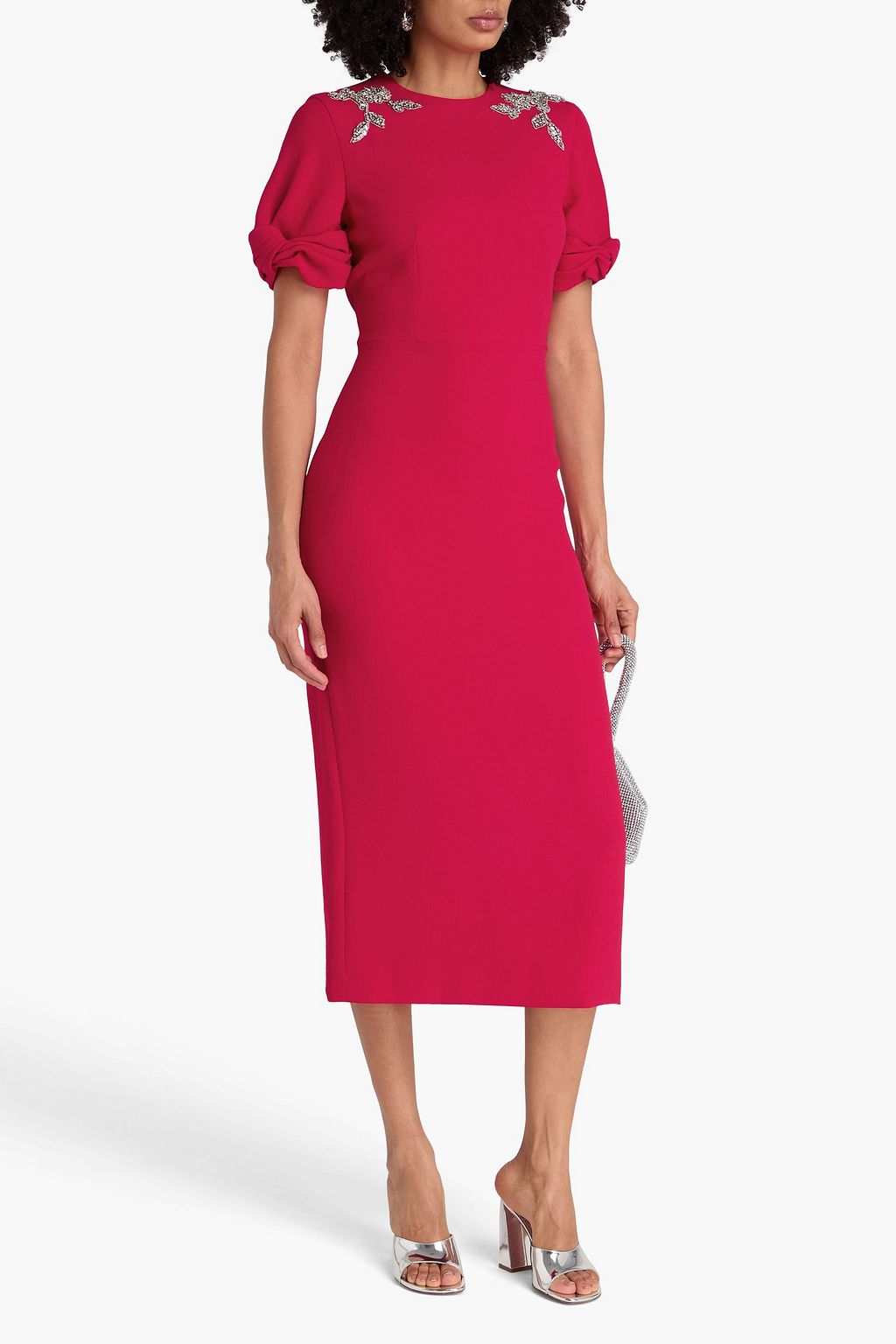 ERDEM Crystal-embellished crepe midi dress