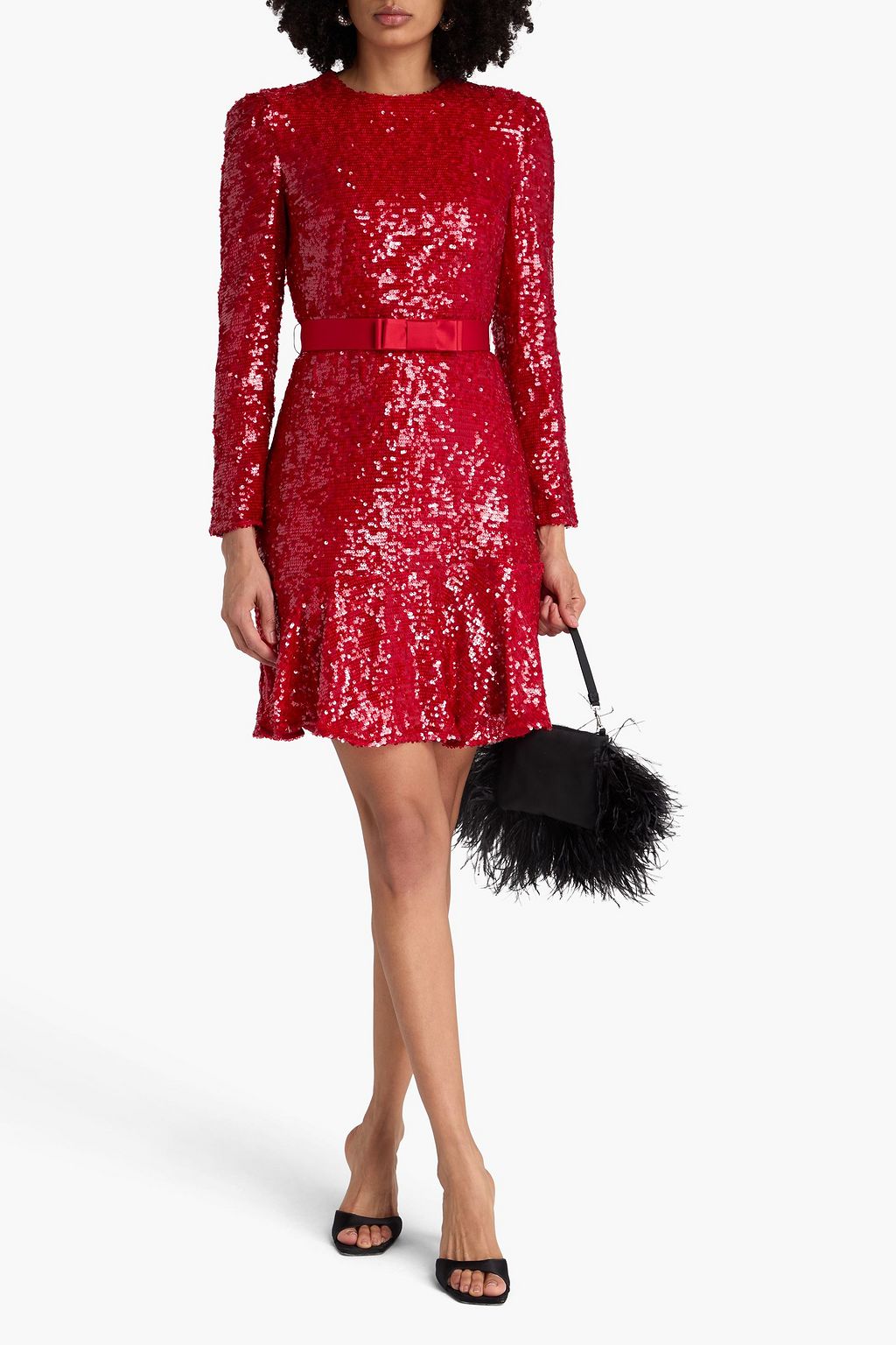 ERDEM Belted sequined satin mini dress