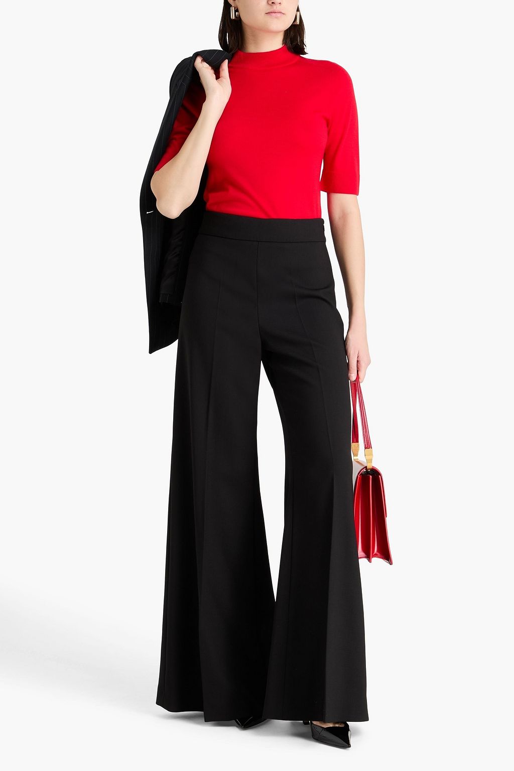 CAROLINA HERRERA Wool-blend crepe wide-leg pants