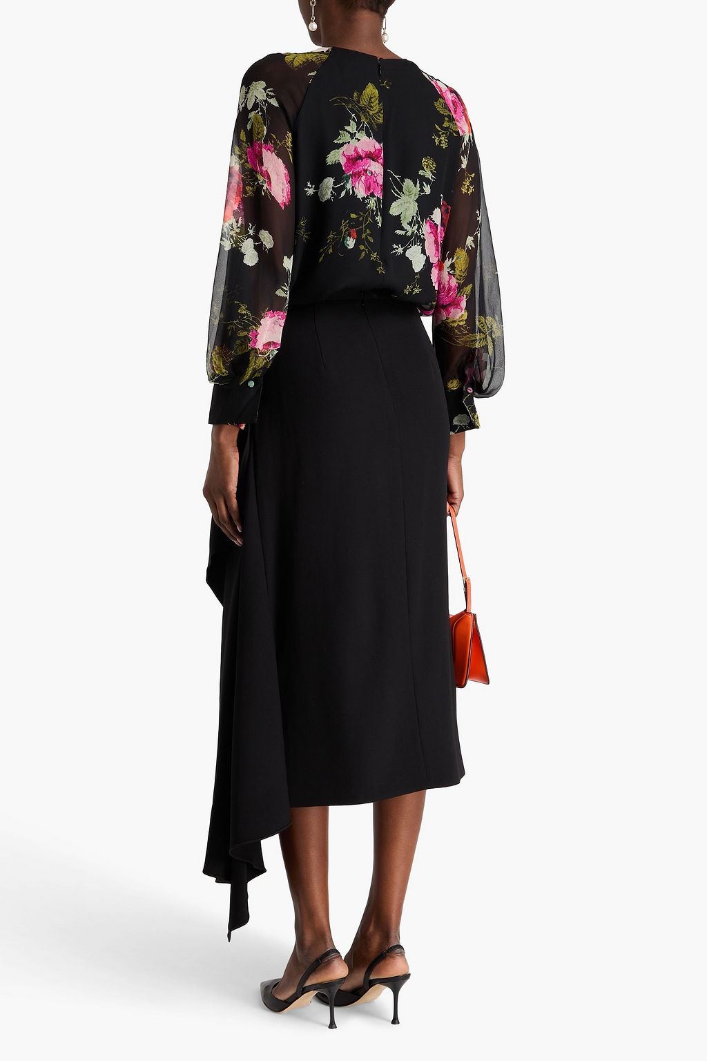 ERDEM Draped grain de poudre wool midi skirt