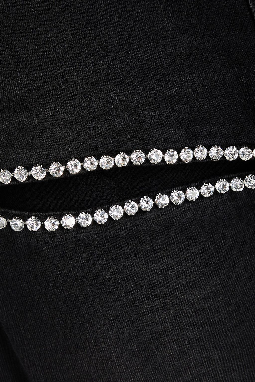 AREA Cutout crystal-embellished high-rise wide-leg jeans