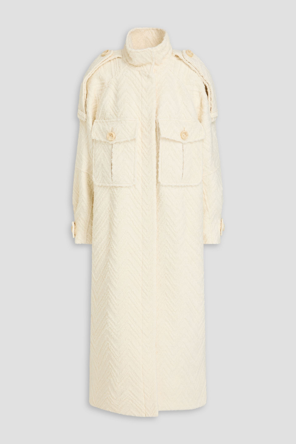 Zimmermann Herringbone Bouclé-tweed Coat In Neutral