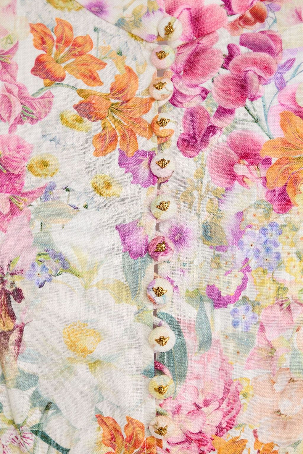 ZIMMERMANN Belted floral-print linen midi dress