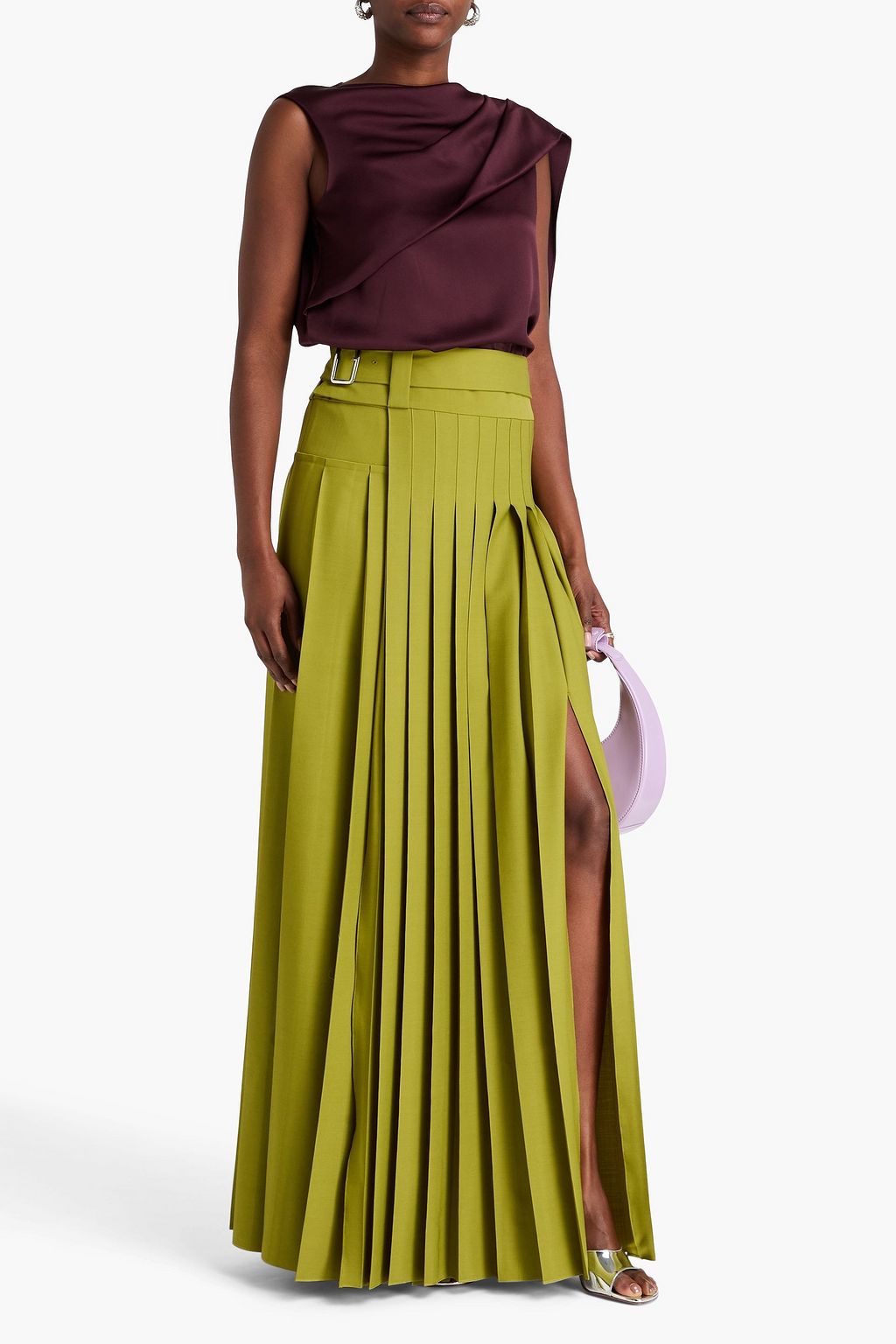 ERDEM Pleated crepe maxi skirt