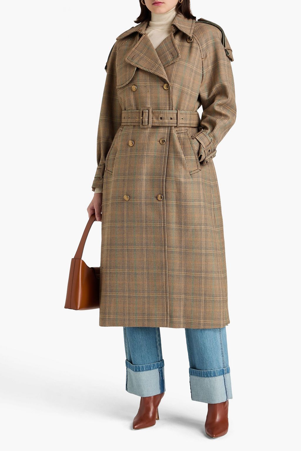 ZIMMERMANN Prince of Wales checked wool-blend tweed trench coat
